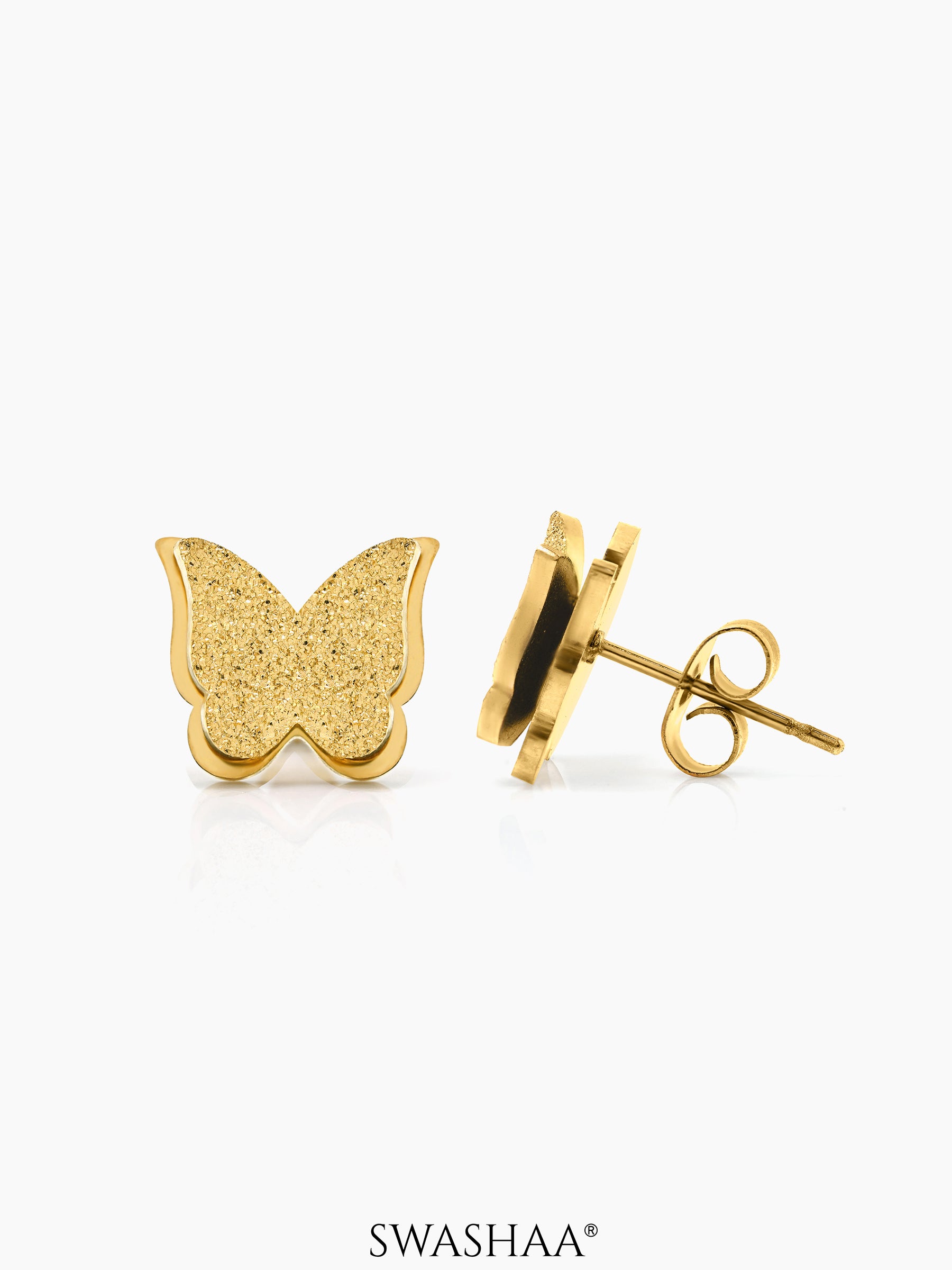 Butterfly Women's Stud Earrings 18K Gold Plated