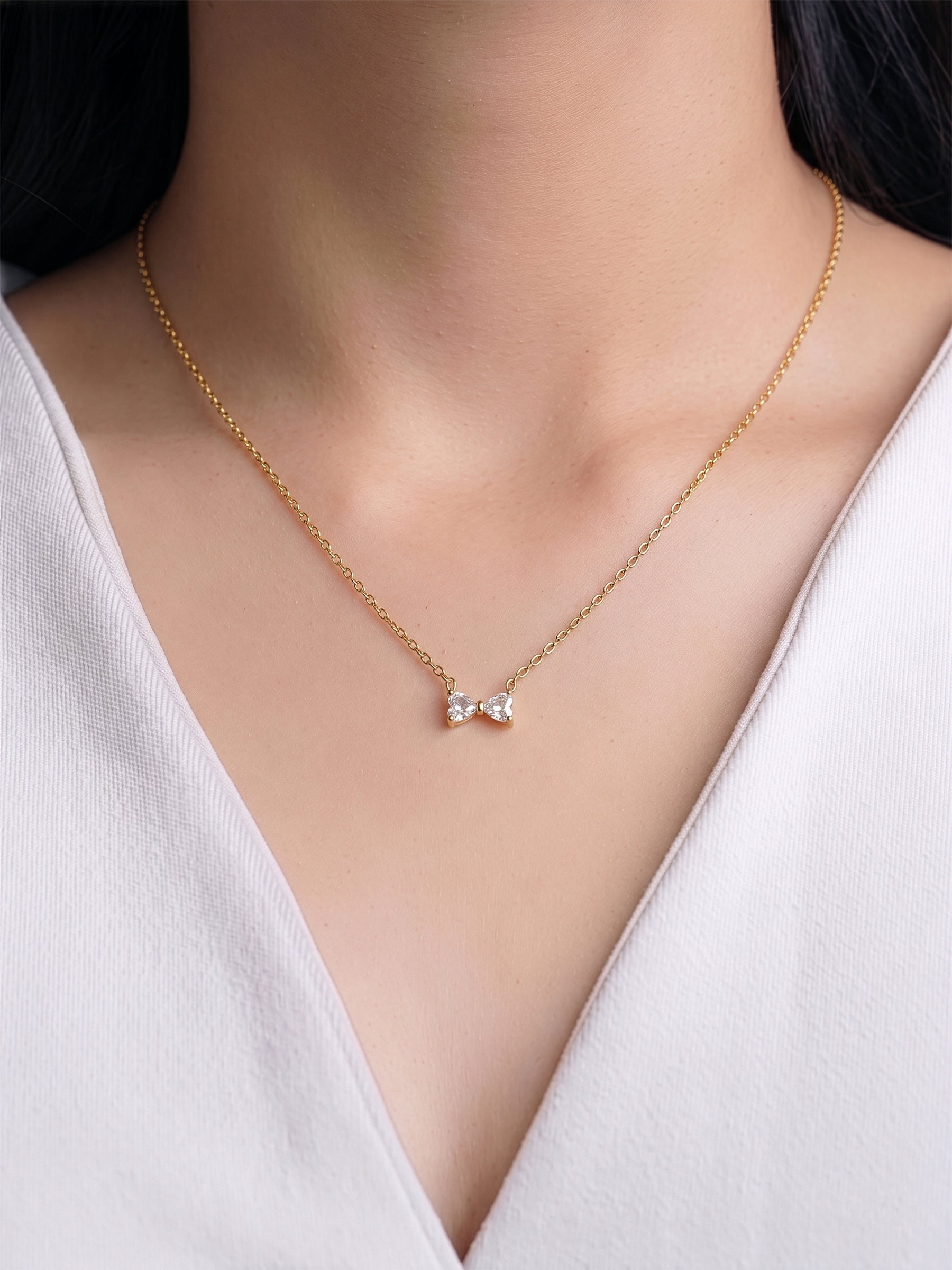 Calista Diamond Bow 18K Gold Plated Necklace