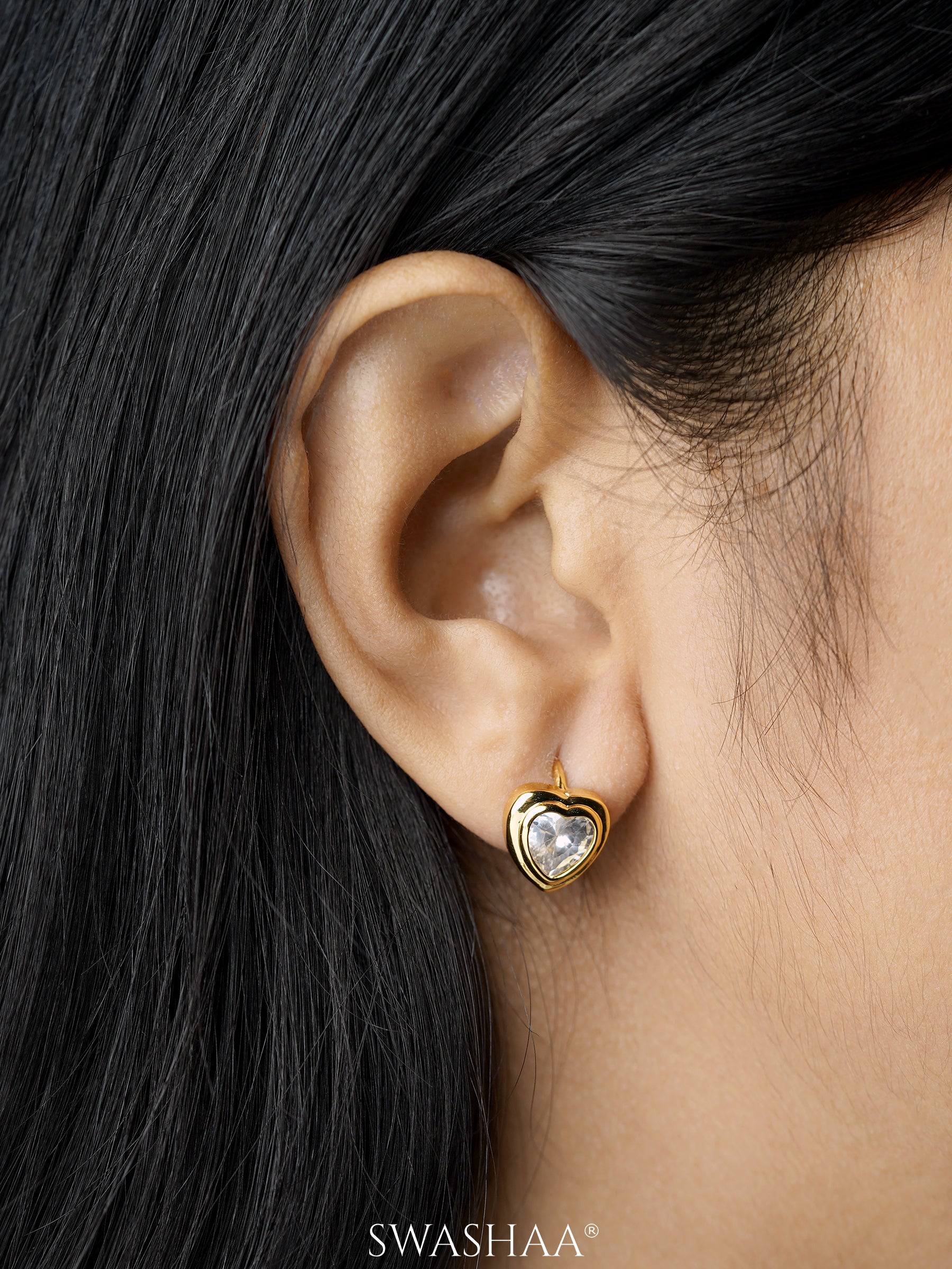 Cassius Heart 18K Gold Plated Hoop Earrings