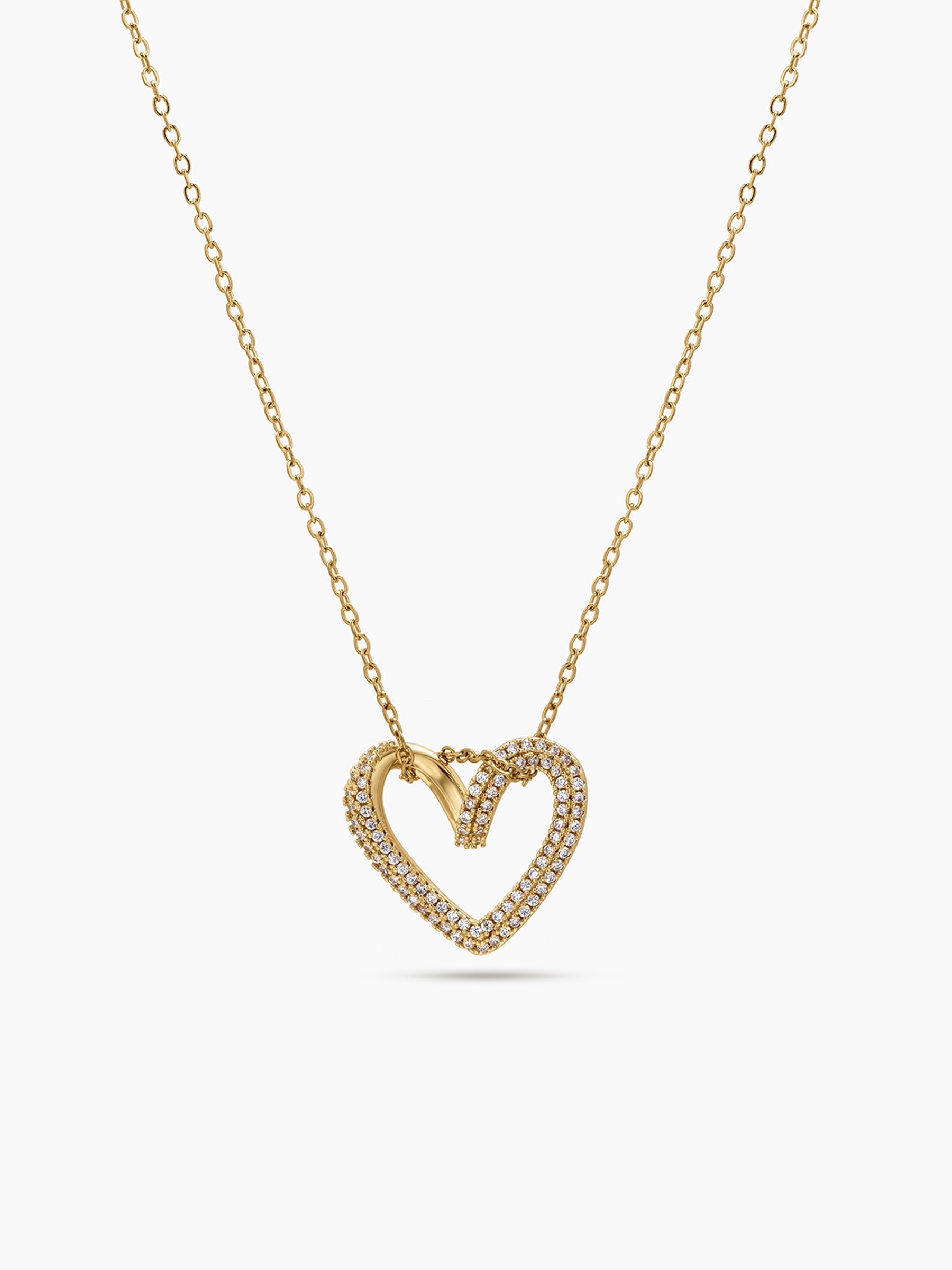 Cazira Diamond Heart 14K Gold Plated Necklace Gold