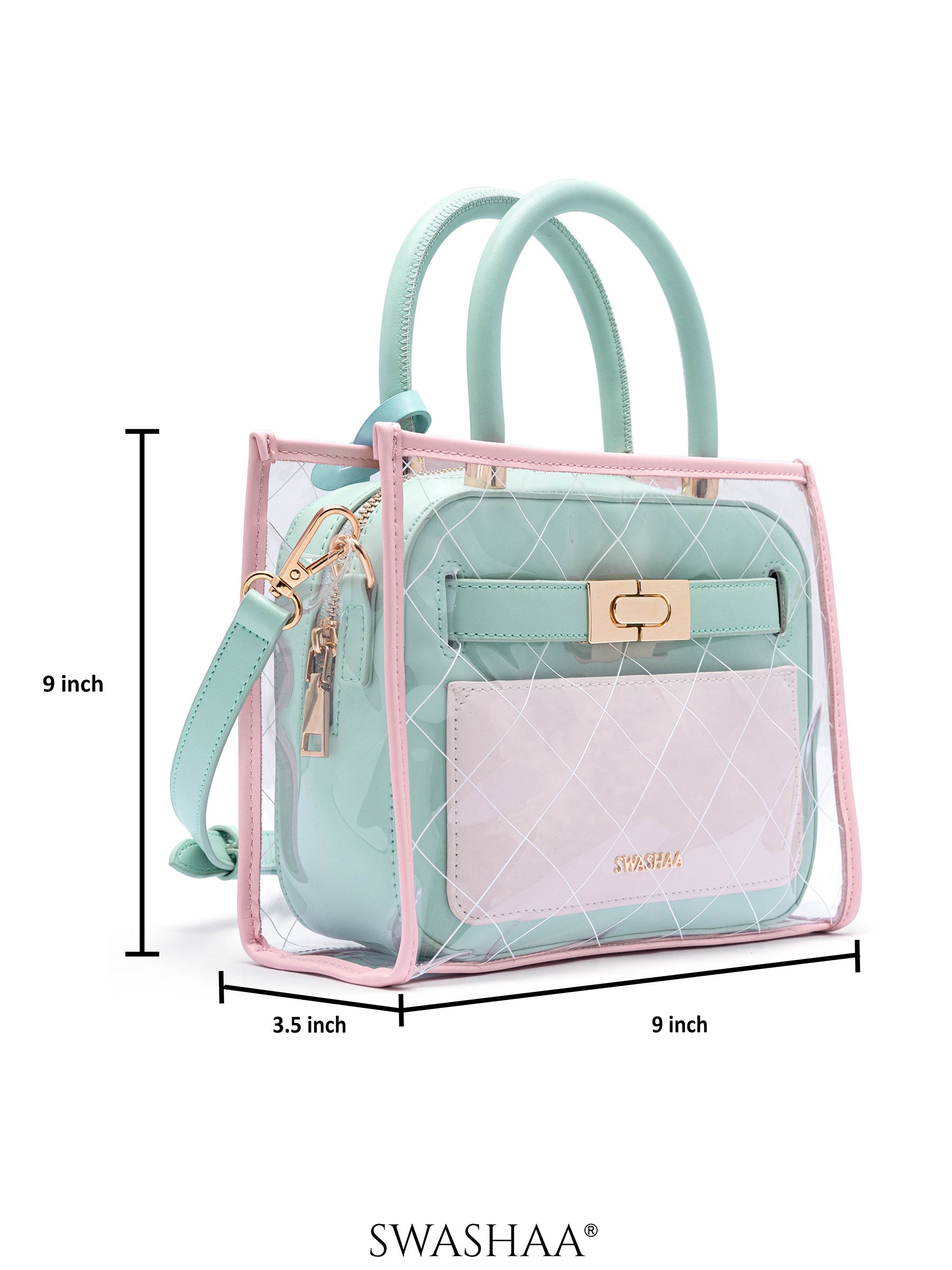 Cherie Transparent Inlay Leather Handbag