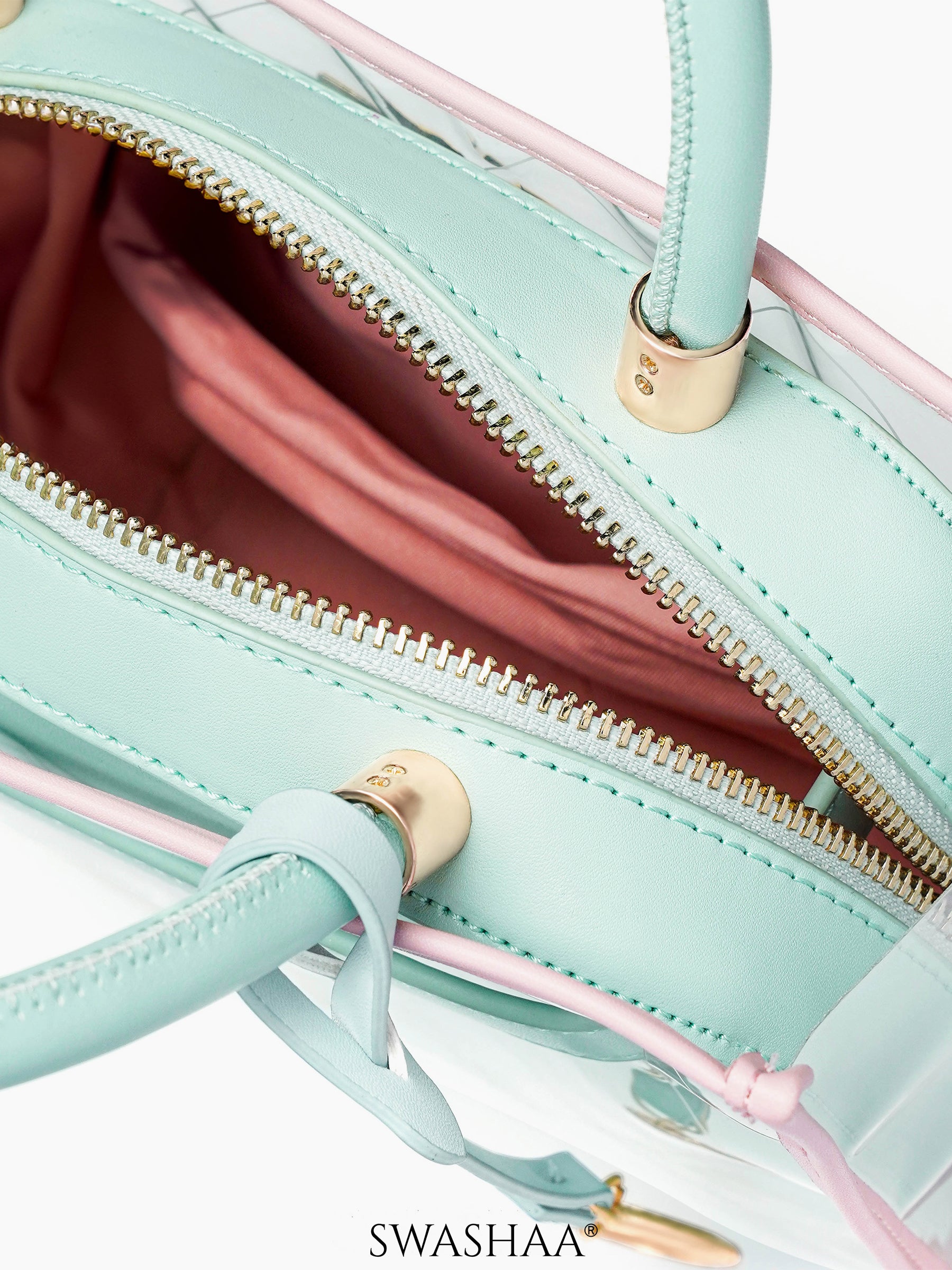 Cherie Transparent Inlay Leather Handbag