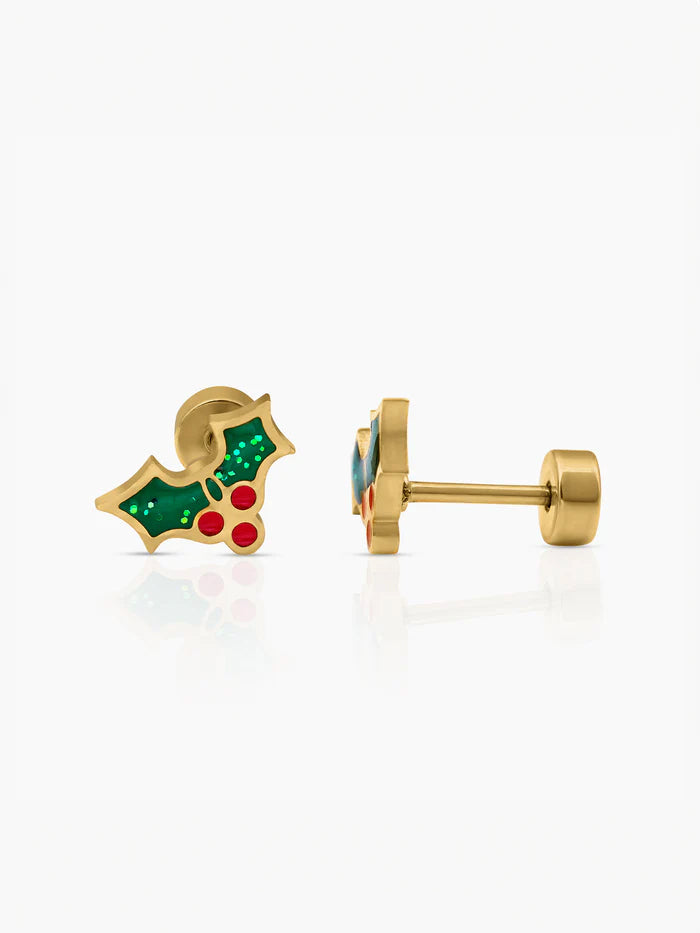 Christmas Cherries 18K Gold Plated Kid's Earrings Gold