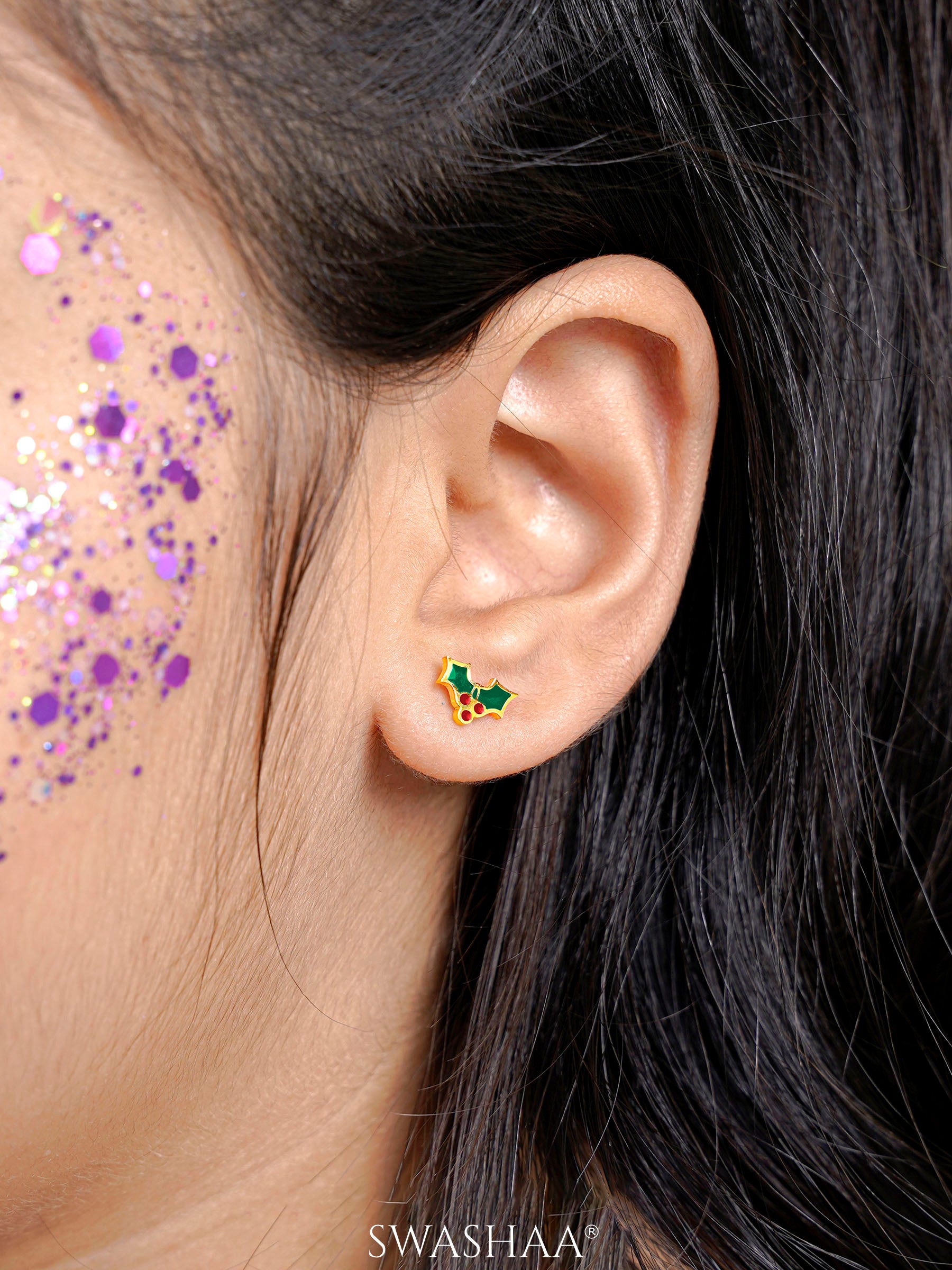 Christmas Cherries 18K Gold Plated Kid's Earrings