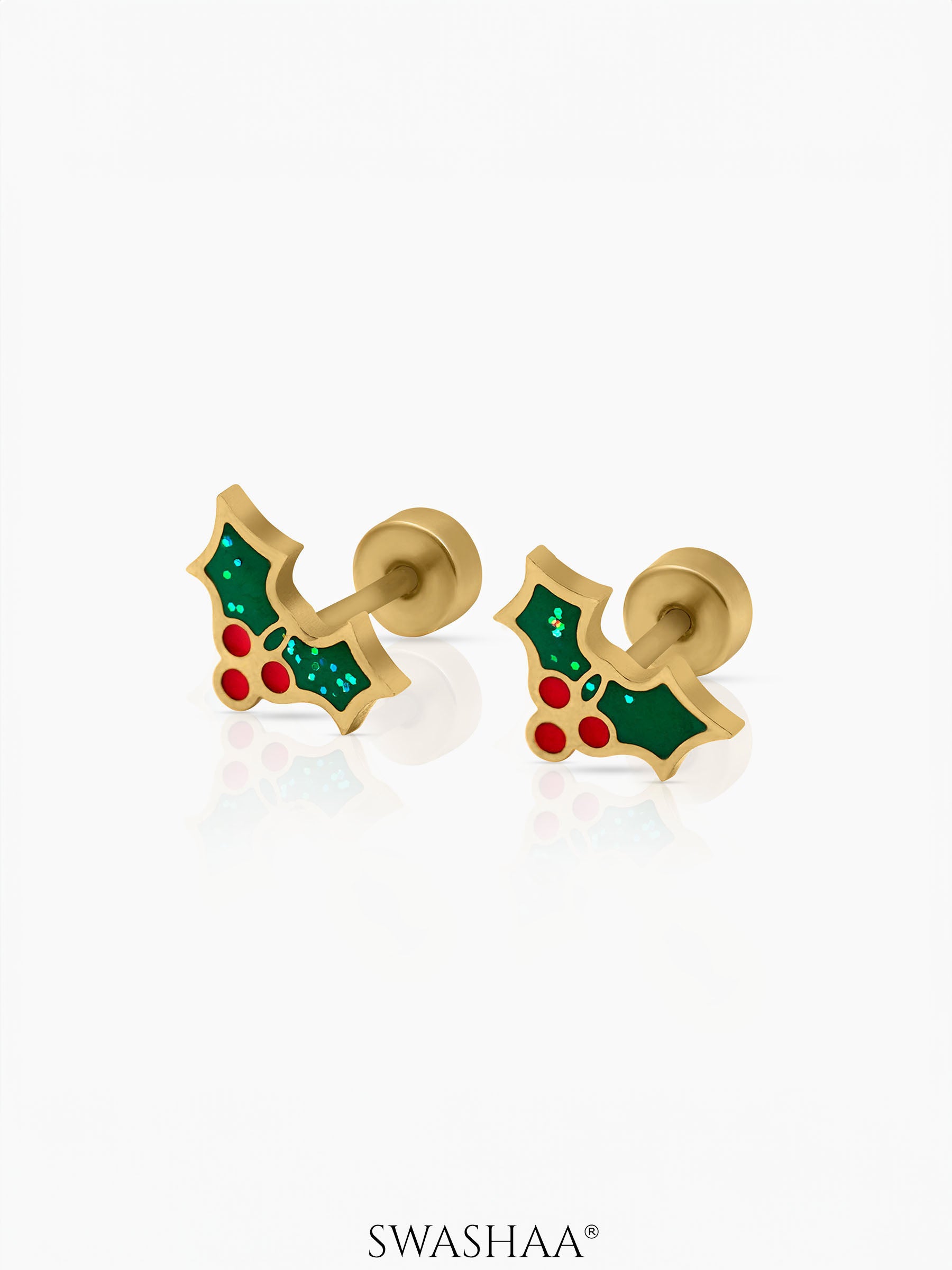 Christmas Cherries 18K Gold Plated Kid's Earrings
