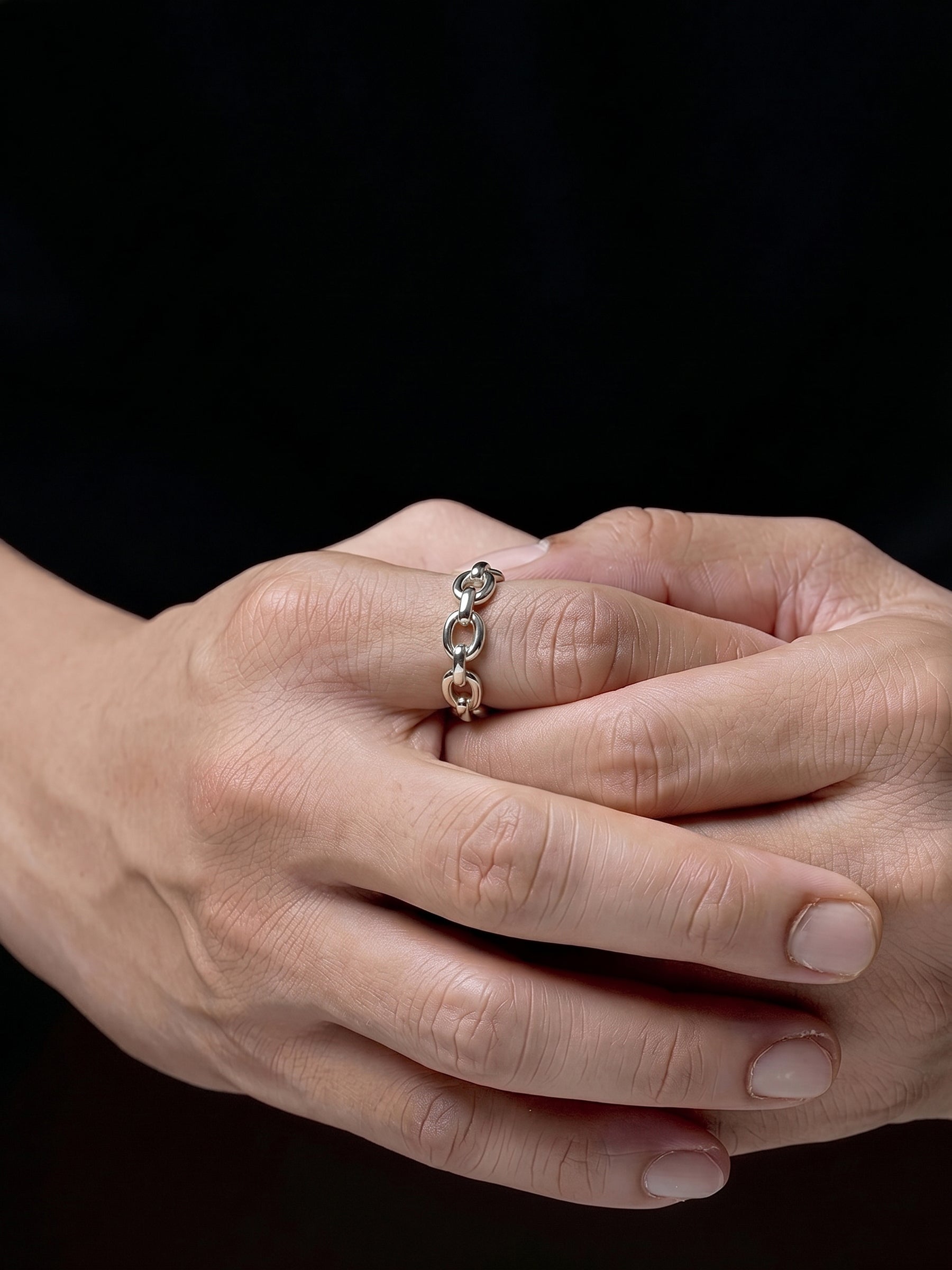 Coran Link Silver Band Men's Rings