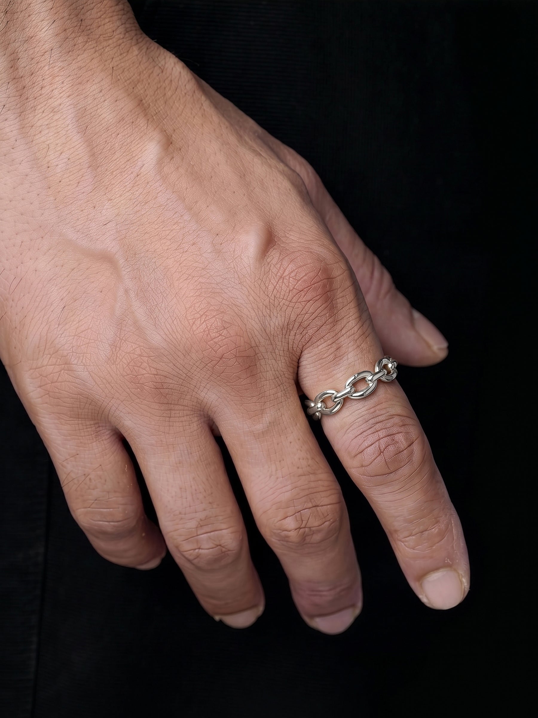 Coran Link Silver Band Men's Rings