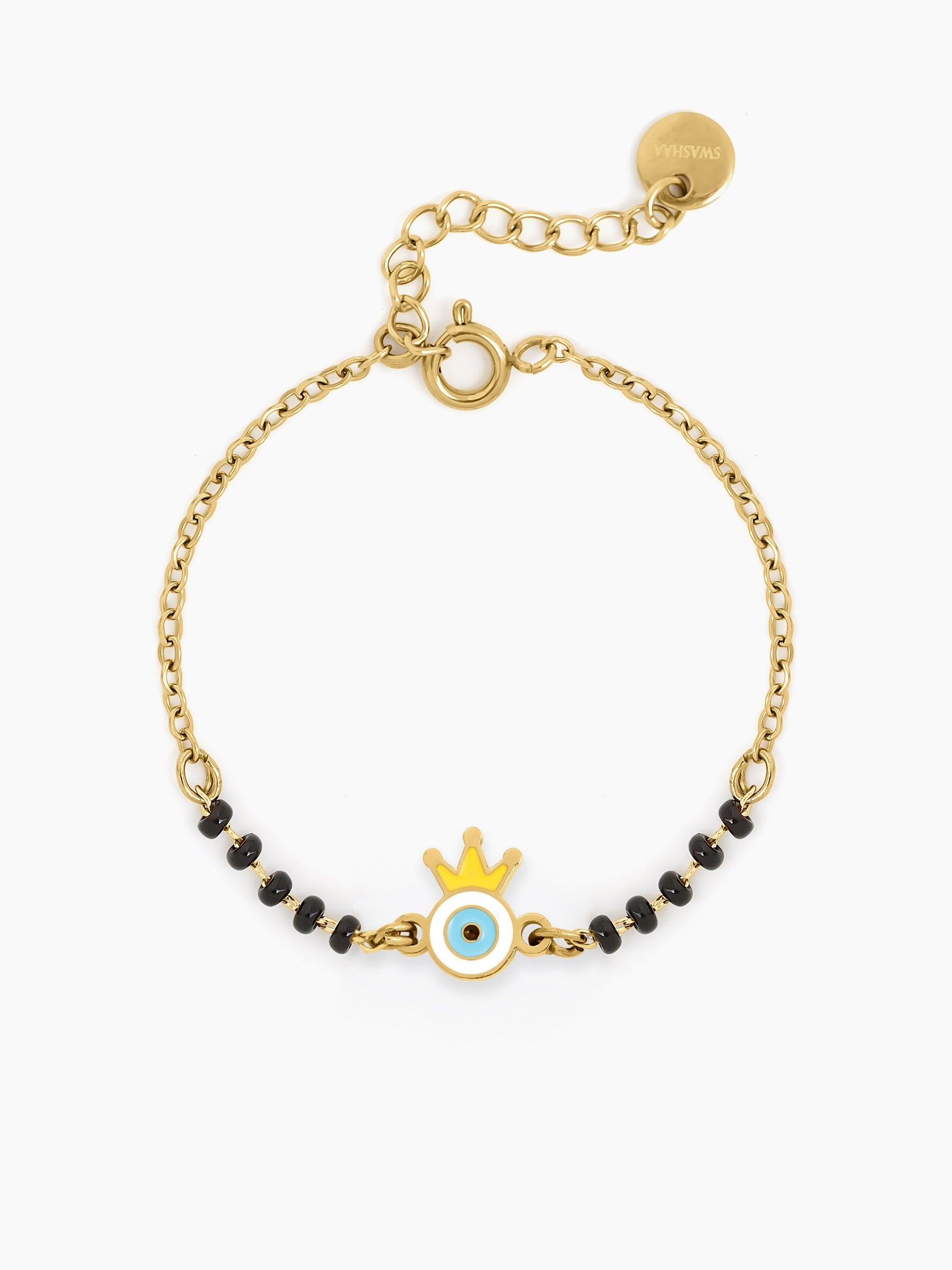 Crown Evil Eye 18K Gold Plated Kid's Nazariya Bracelet Gold