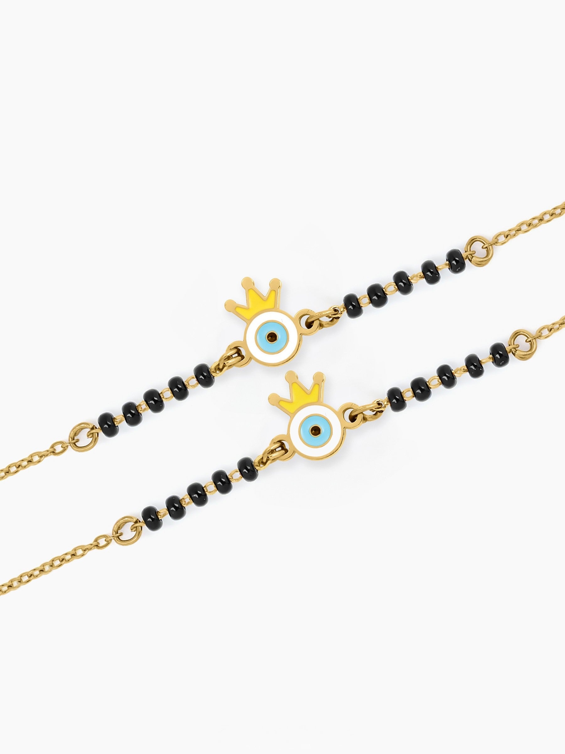 Crown Evil Eye 18K Gold Plated Kid's Nazariya Bracelet