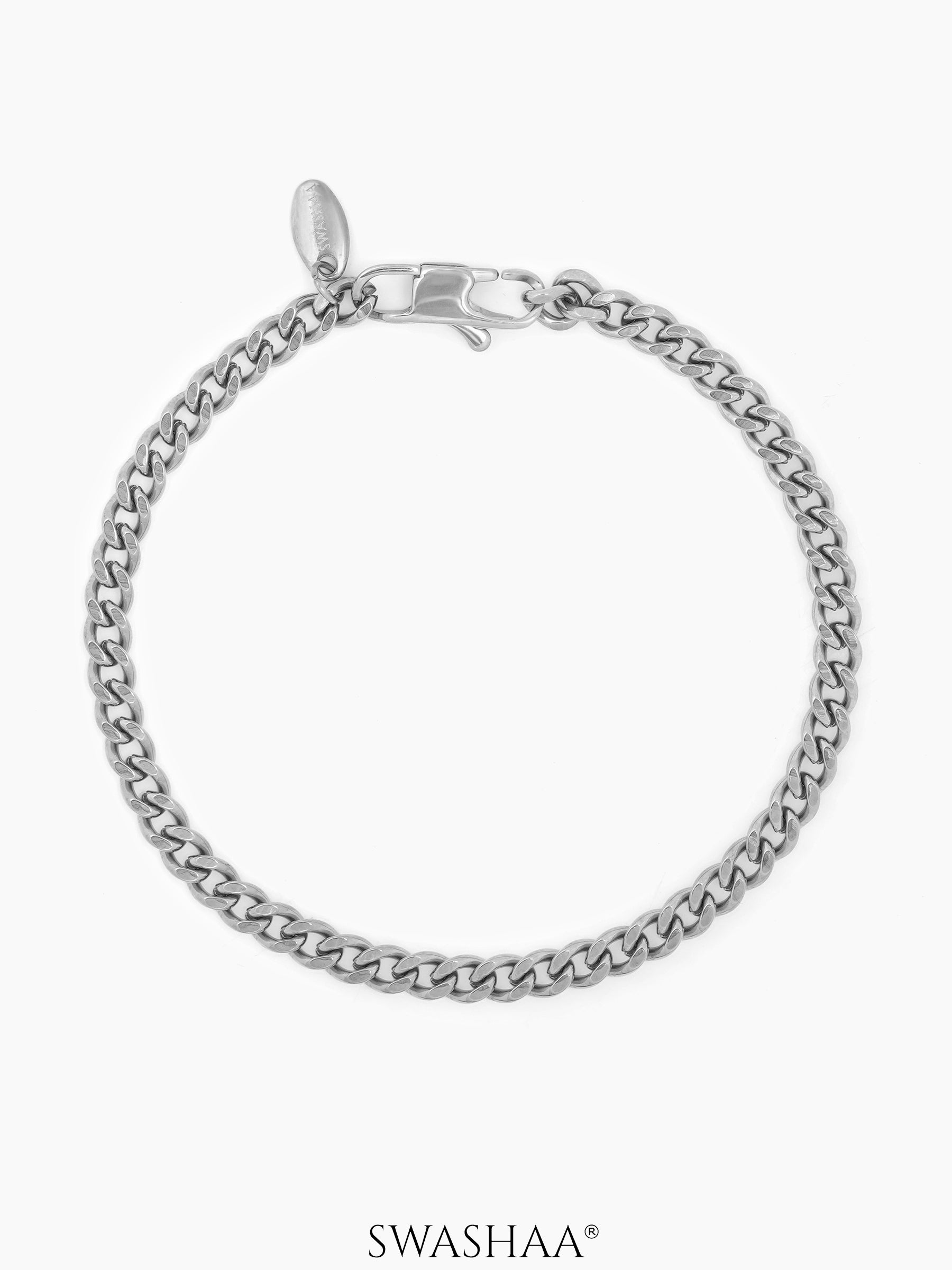 Cuban Chain 4 MM Men's Bracelet Silver