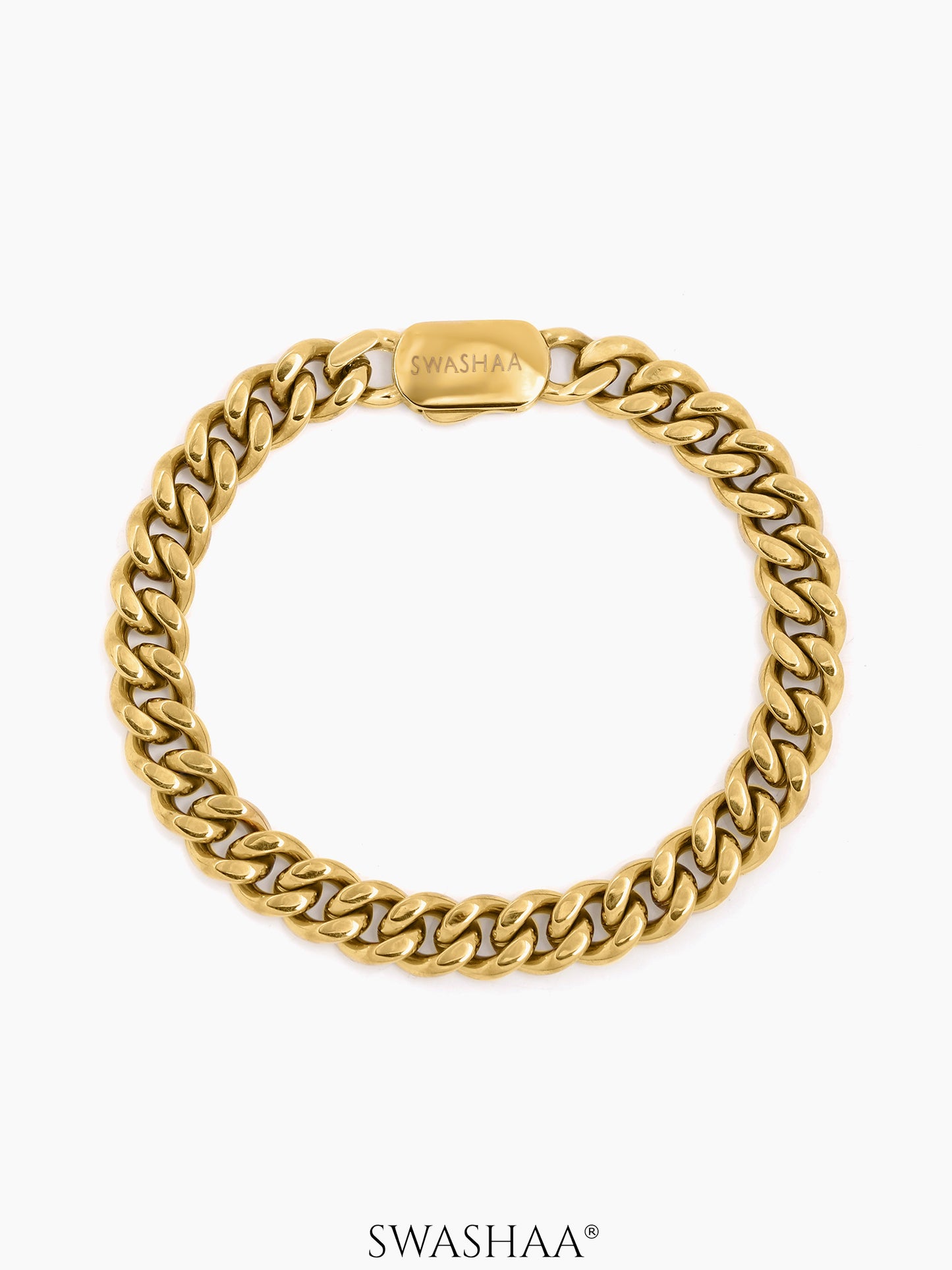 Cuban Chain 8 MM Men's Bracelet 18K Gold Plated