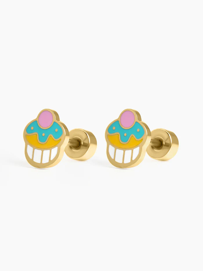 Cuppy Pop Cupcake 18K Gold Plated Kid’s Earrings