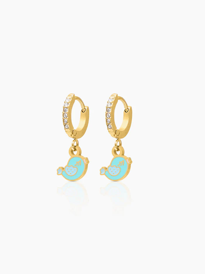 Cute Bird 18K Gold Plated Kid's Hoop Earrings