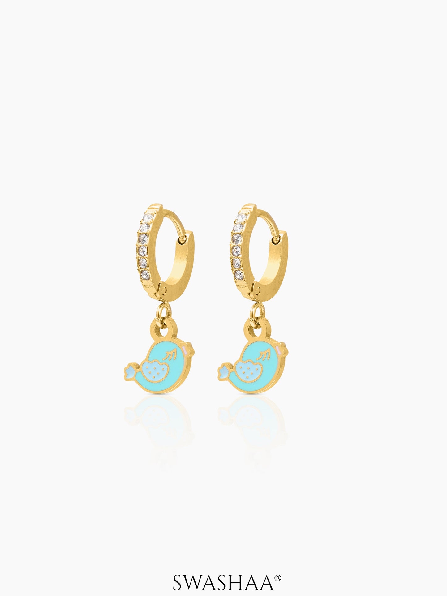 Cute Bird 18K Gold Plated Kid's Hoop Earrings