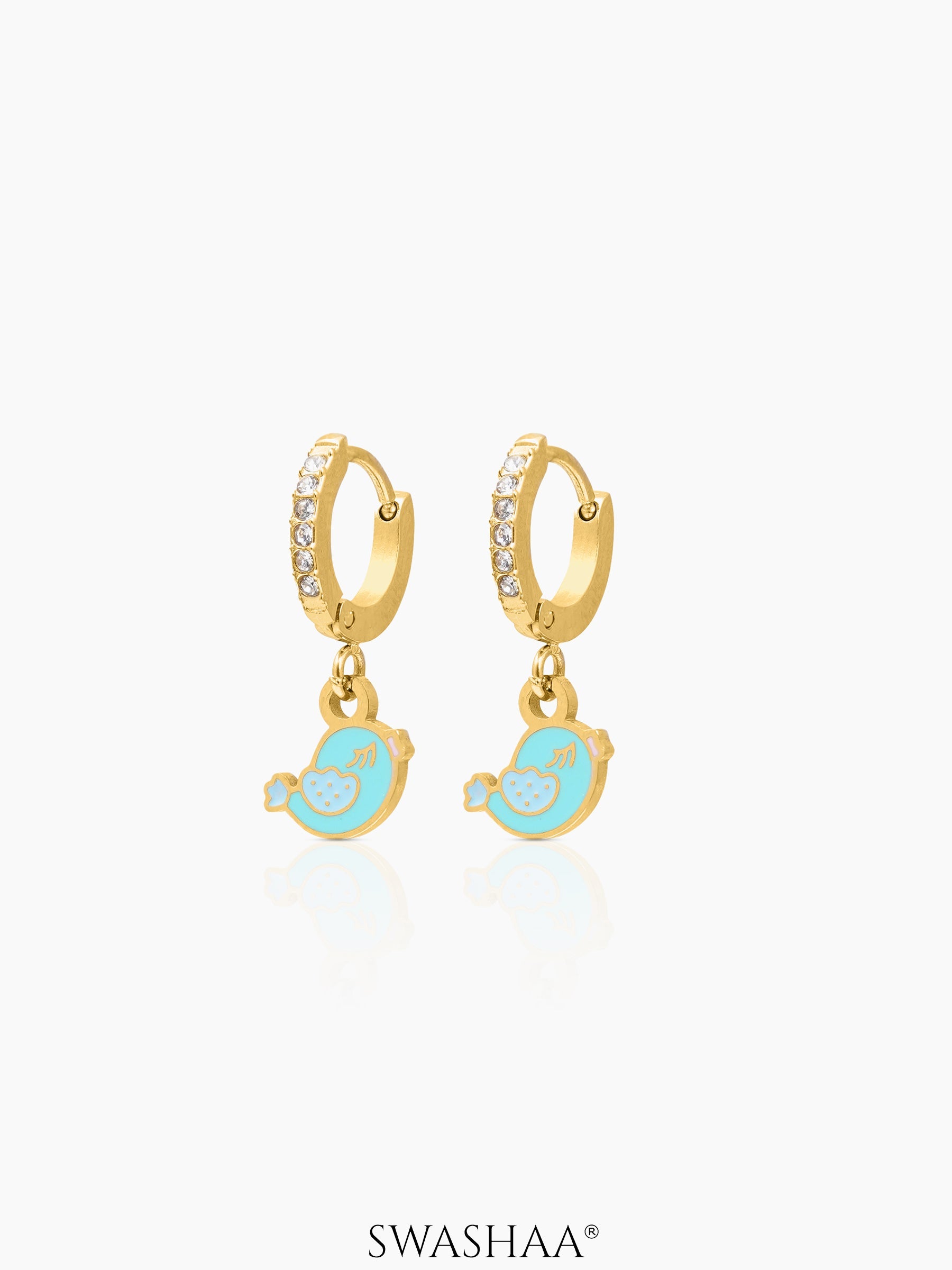 Cute Bird 18K Gold Plated Kid's Hoop Earrings