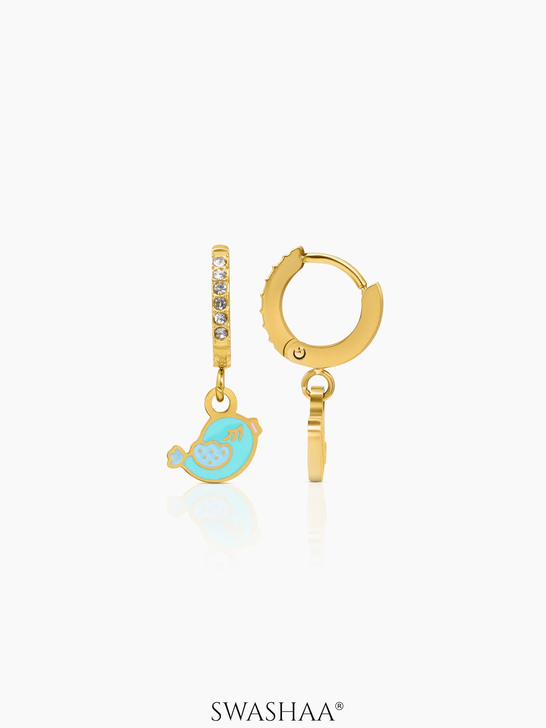 Cute Bird 18K Gold Plated Kid's Hoop Earrings Gold