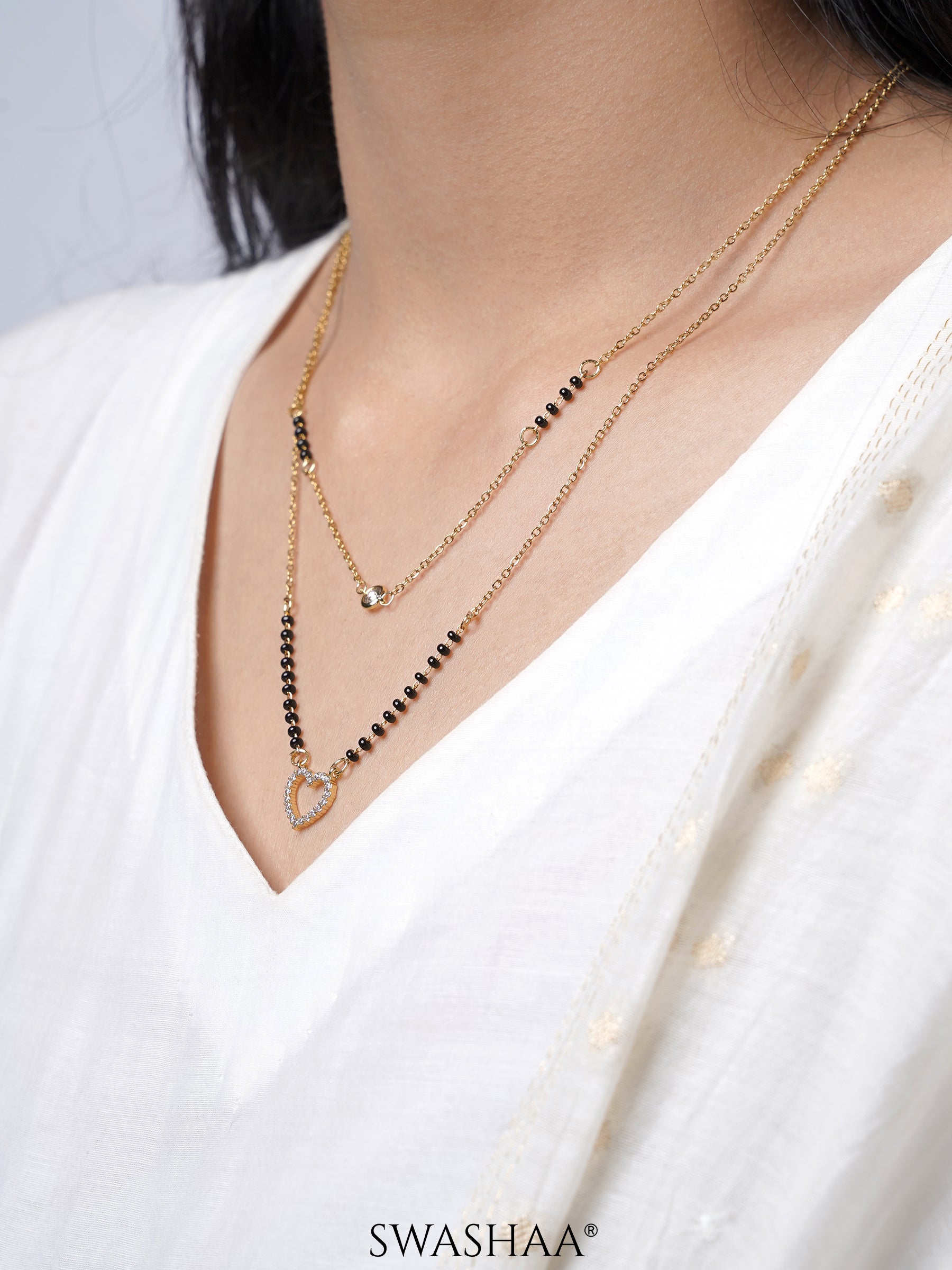 Daiva Double Layered Heart 18K Gold Plated Mangalsutra