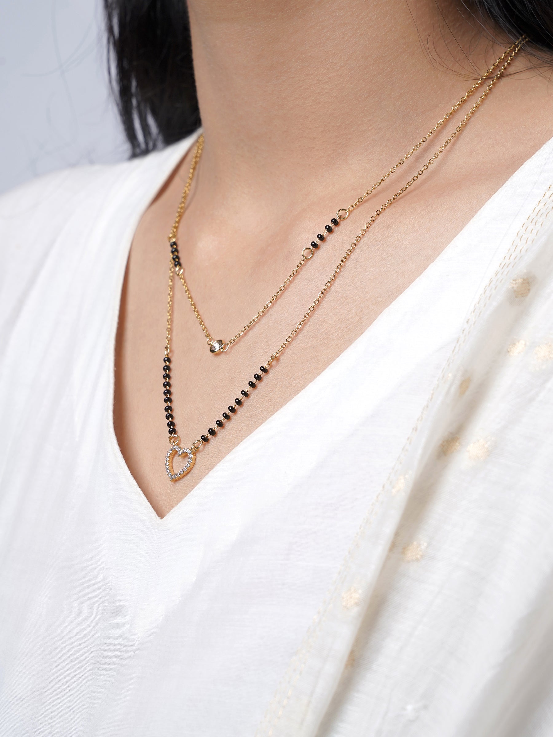 Daiva Double Layered Heart 18K Gold Plated Mangalsutra
