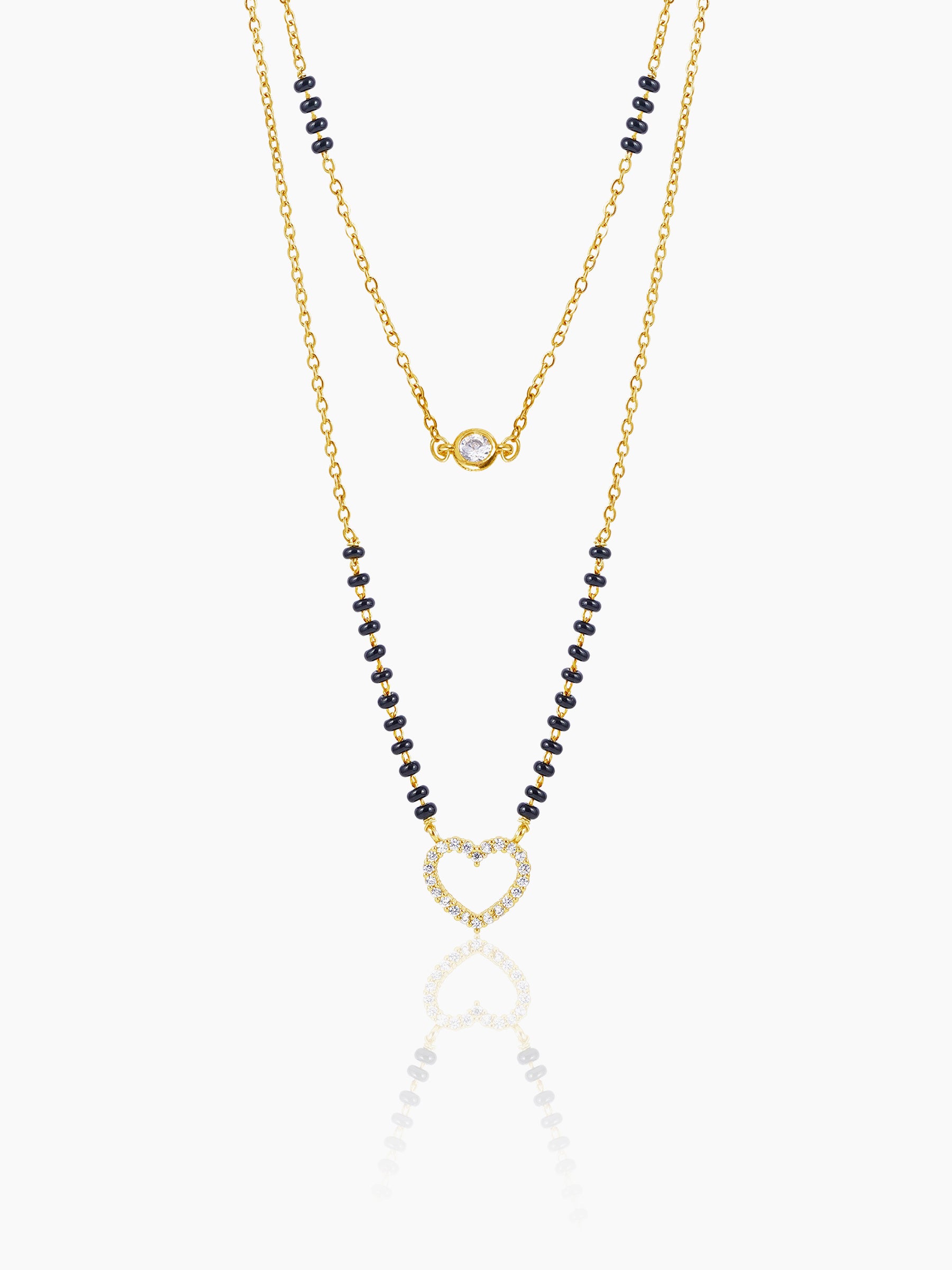 Daiva Double Layered Heart 18K Gold Plated Mangalsutra Gold