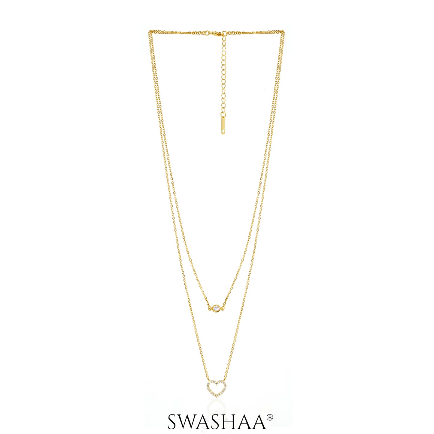 Daiva Double Layered Heart 18K Gold Plated Necklace