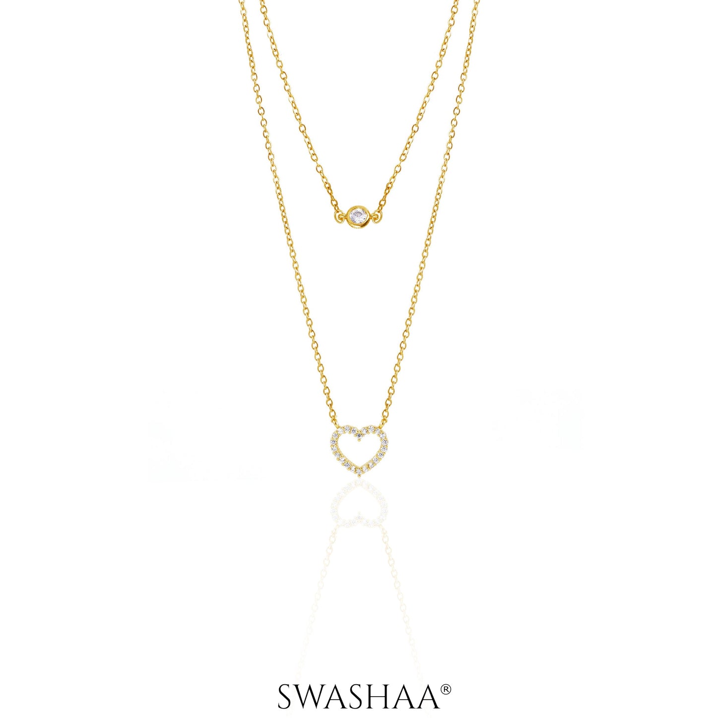 Daiva Double Layered Heart 18K Gold Plated Necklace