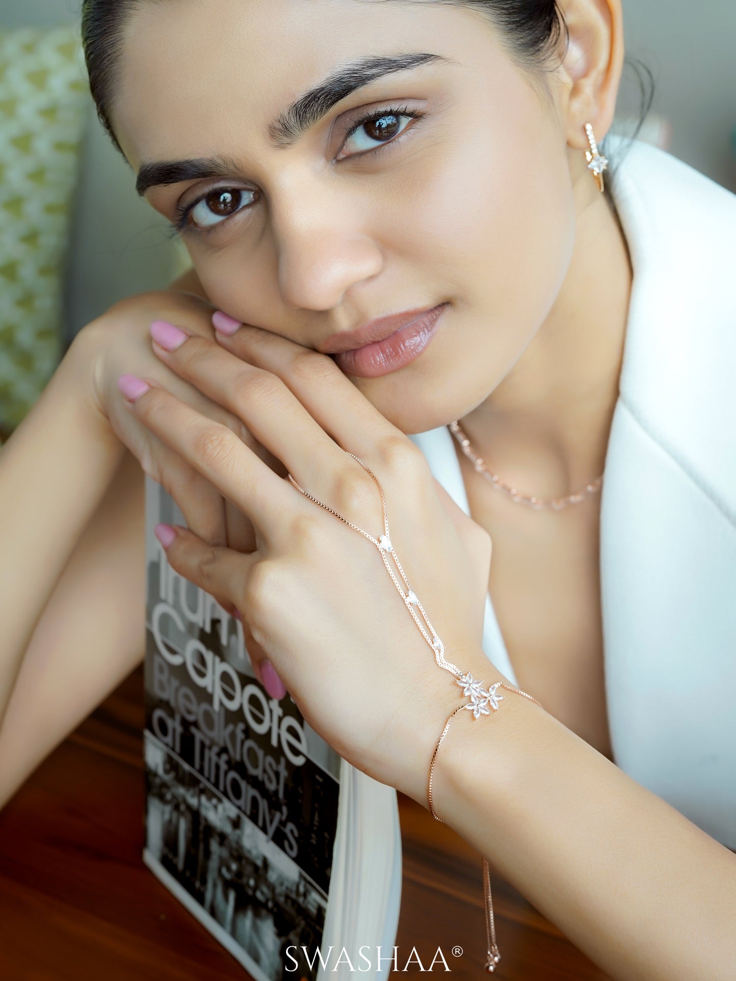 Dakshi Rosegold Plated Ring Bracelet