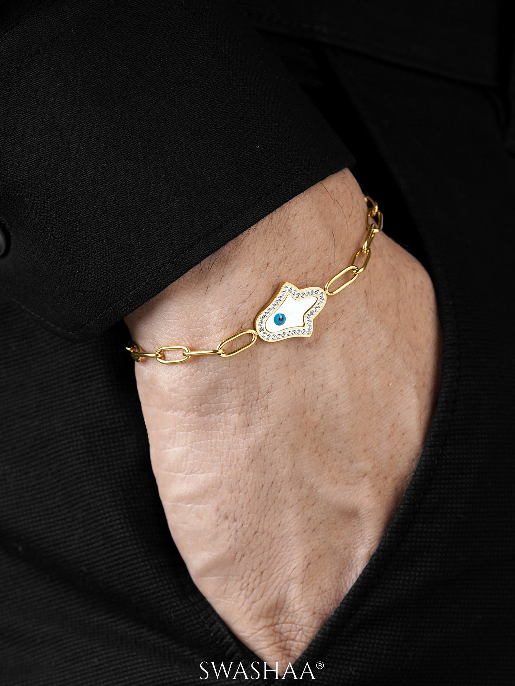 Darsh Hamsa 18K Gold Plated Men's Bracelet