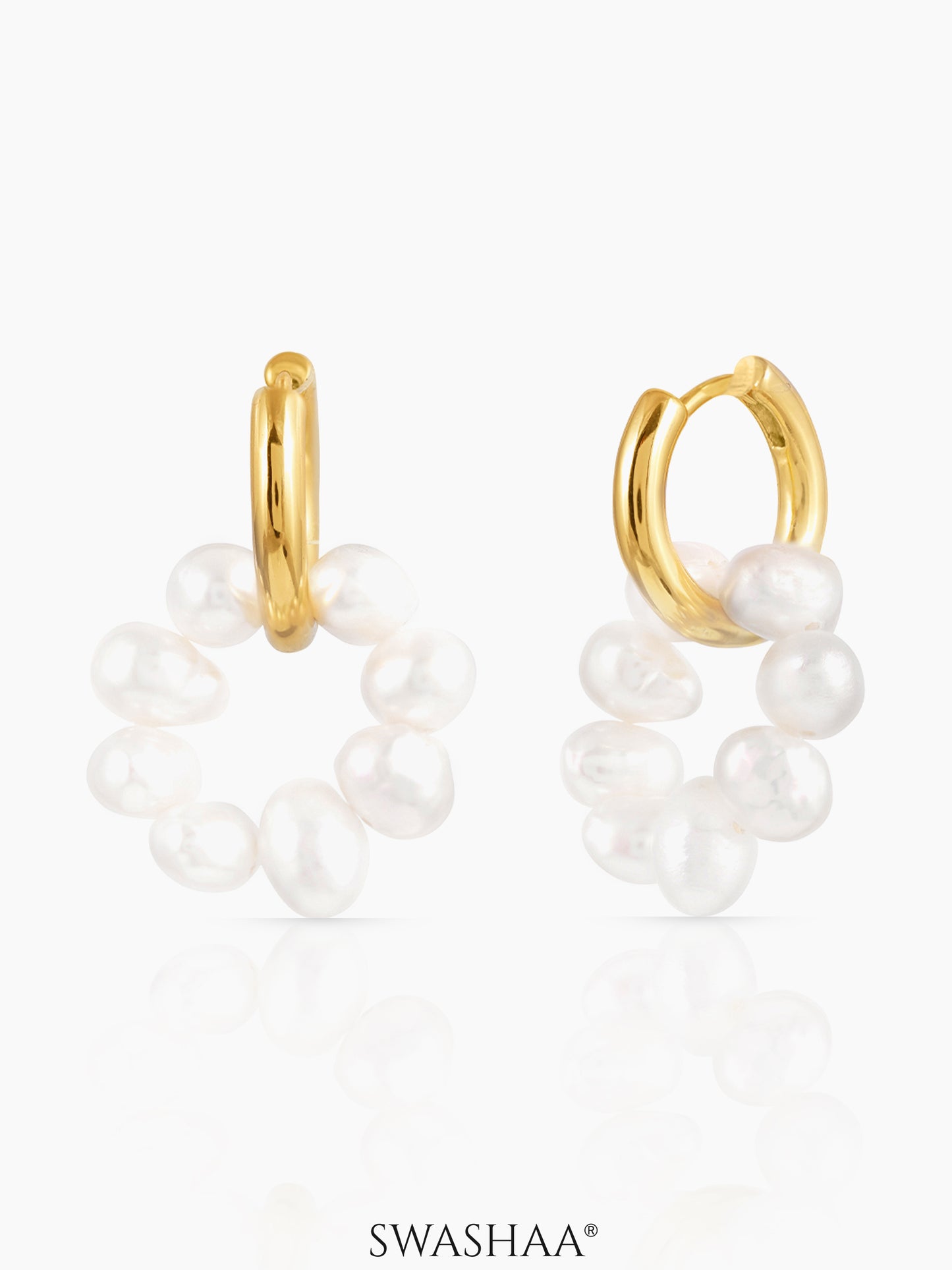 Davina Pearl 18K Gold Plated Hoop Earrings Gold