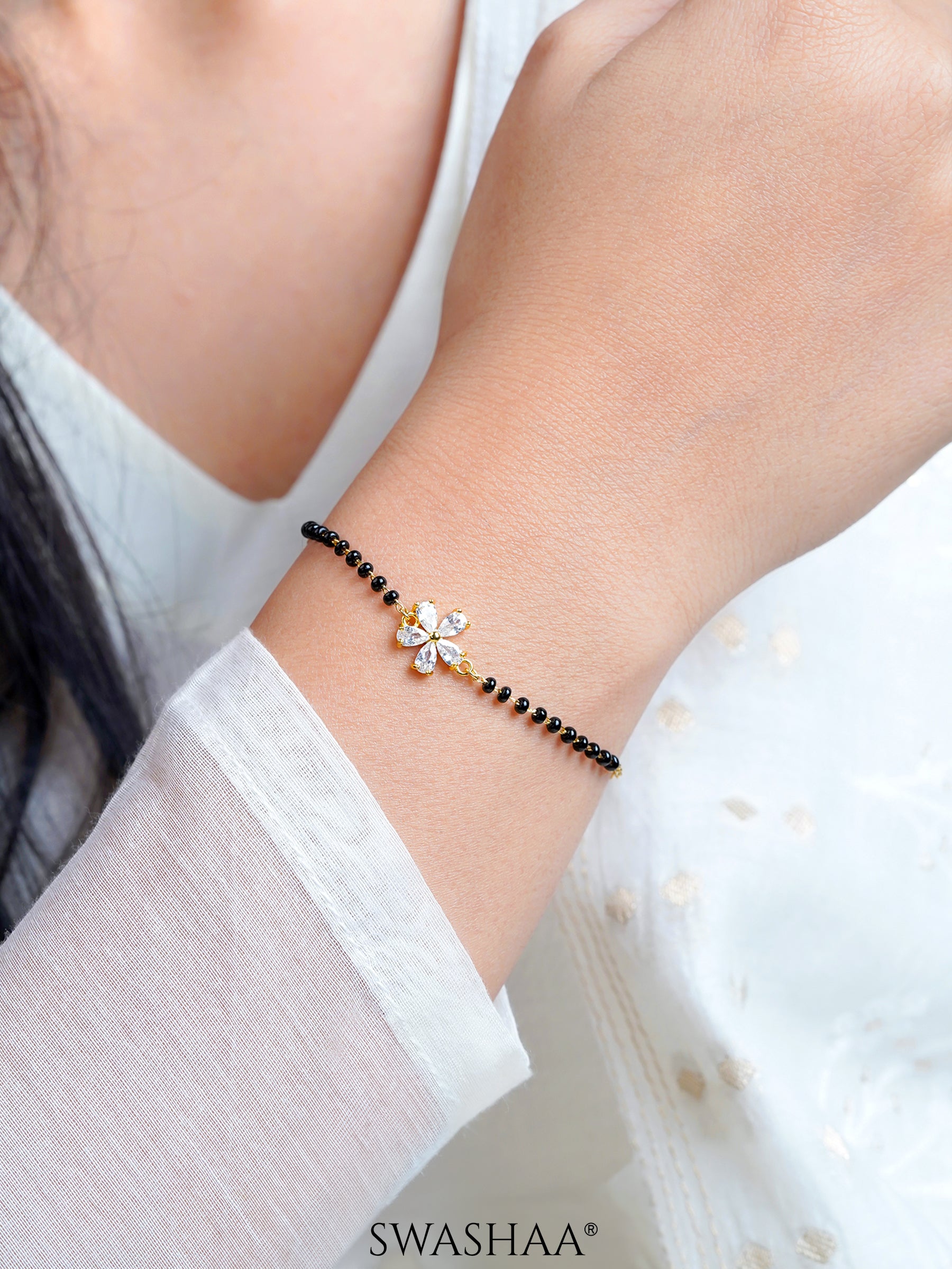 Dayita Floral Diamond Mangalsutra Bracelet