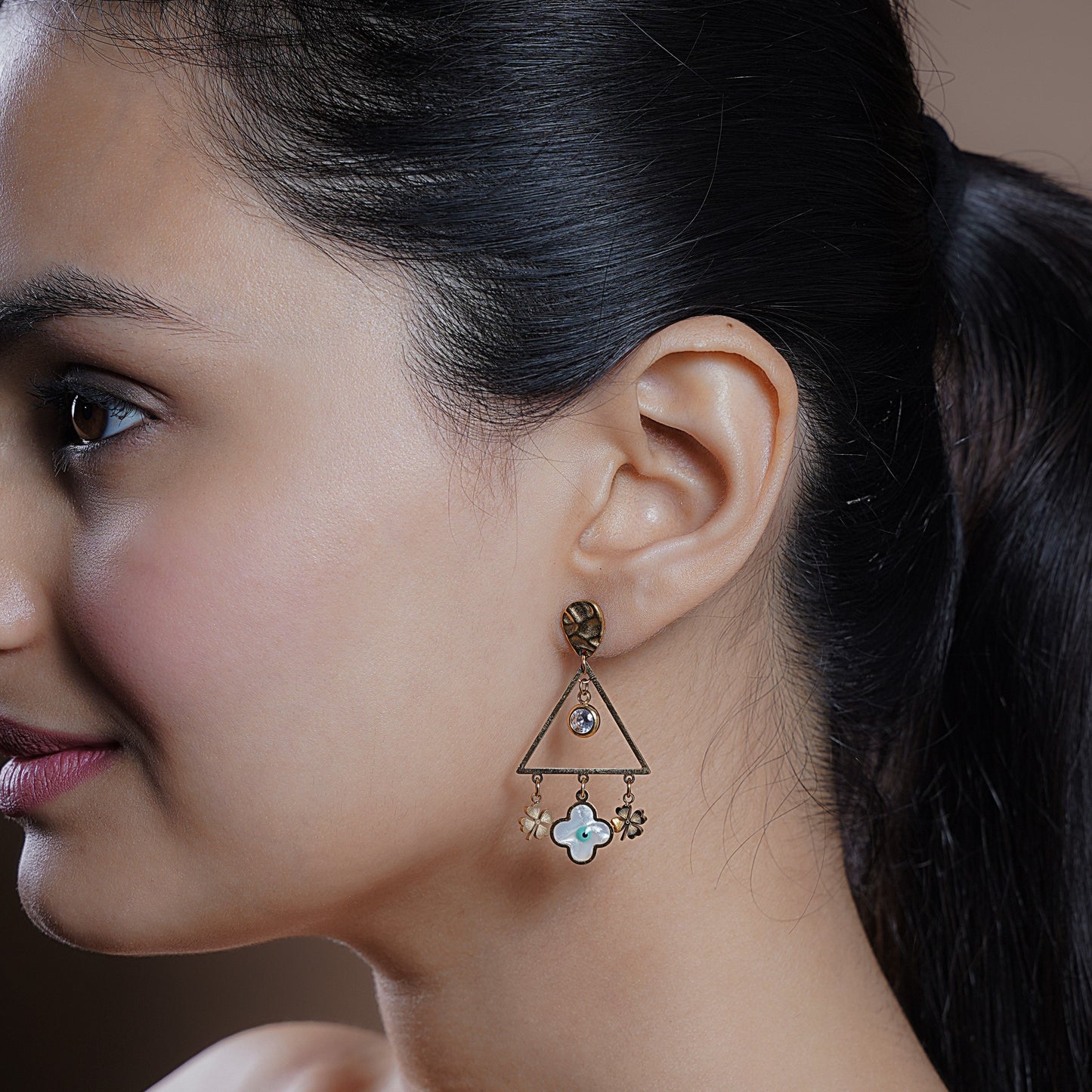Dazzle Clover 18K Gold Plated Earrings