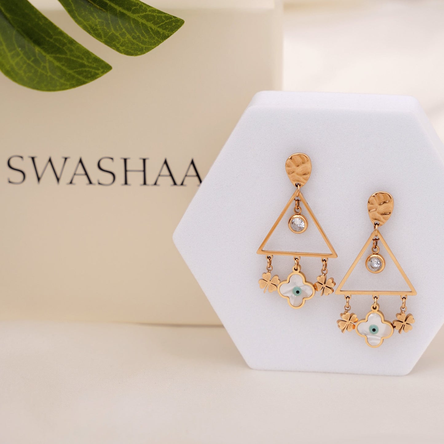 Dazzle Clover 18K Gold Plated Earrings