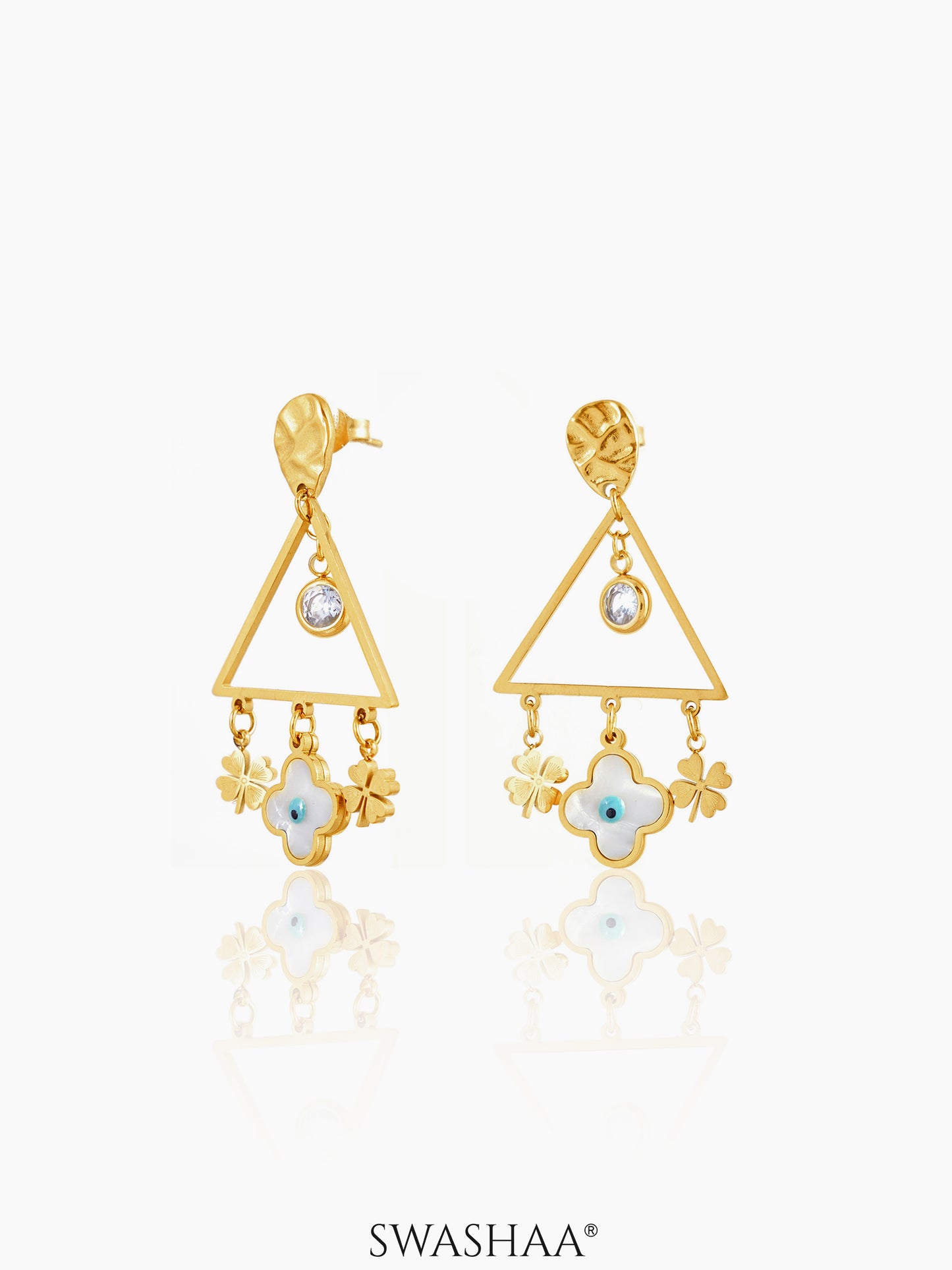Dazzle Clover 18K Gold Plated Earrings Gold