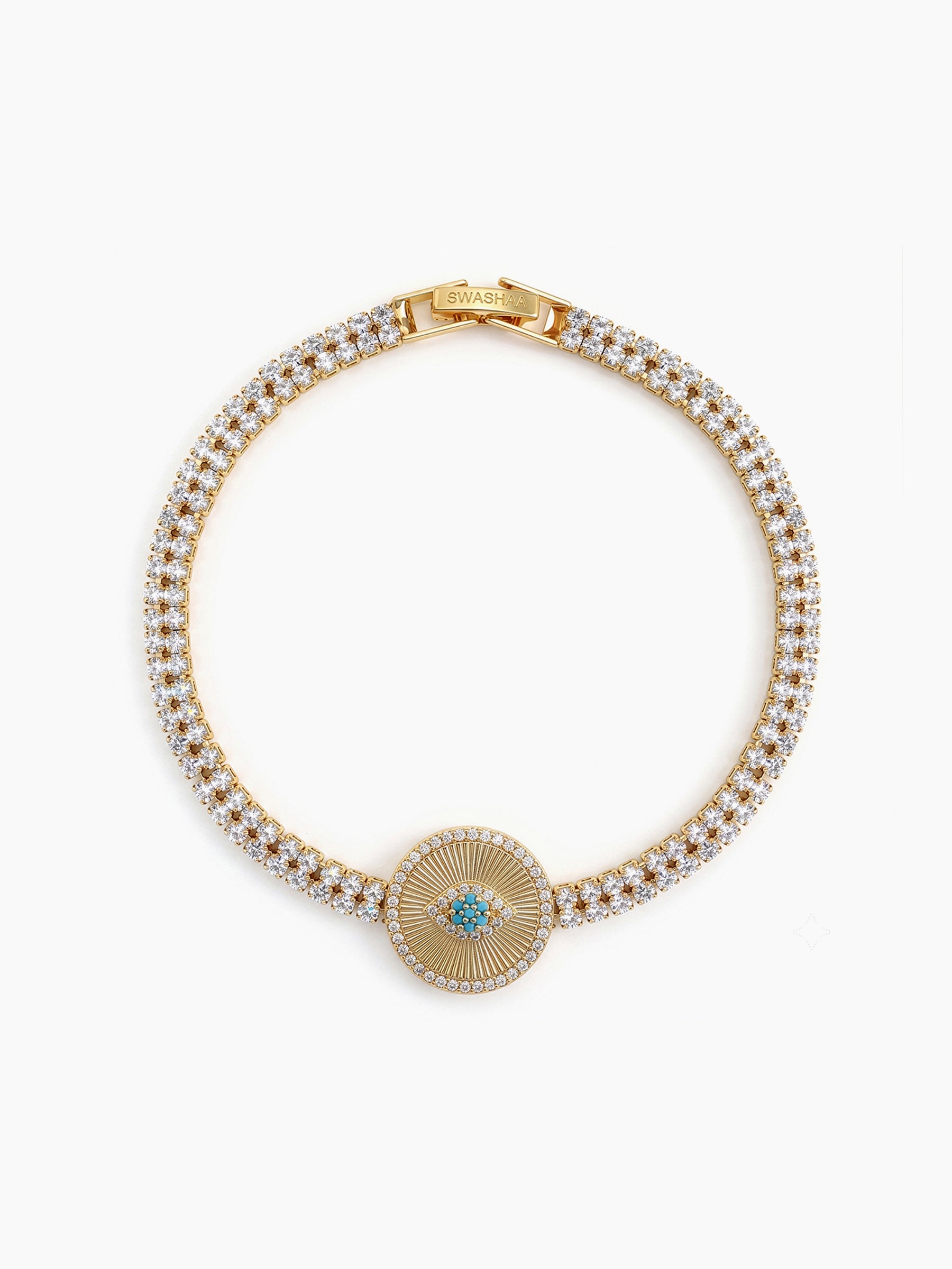 Devit Eye Charm Diamond 18K Gold Plated Rakhi Gold