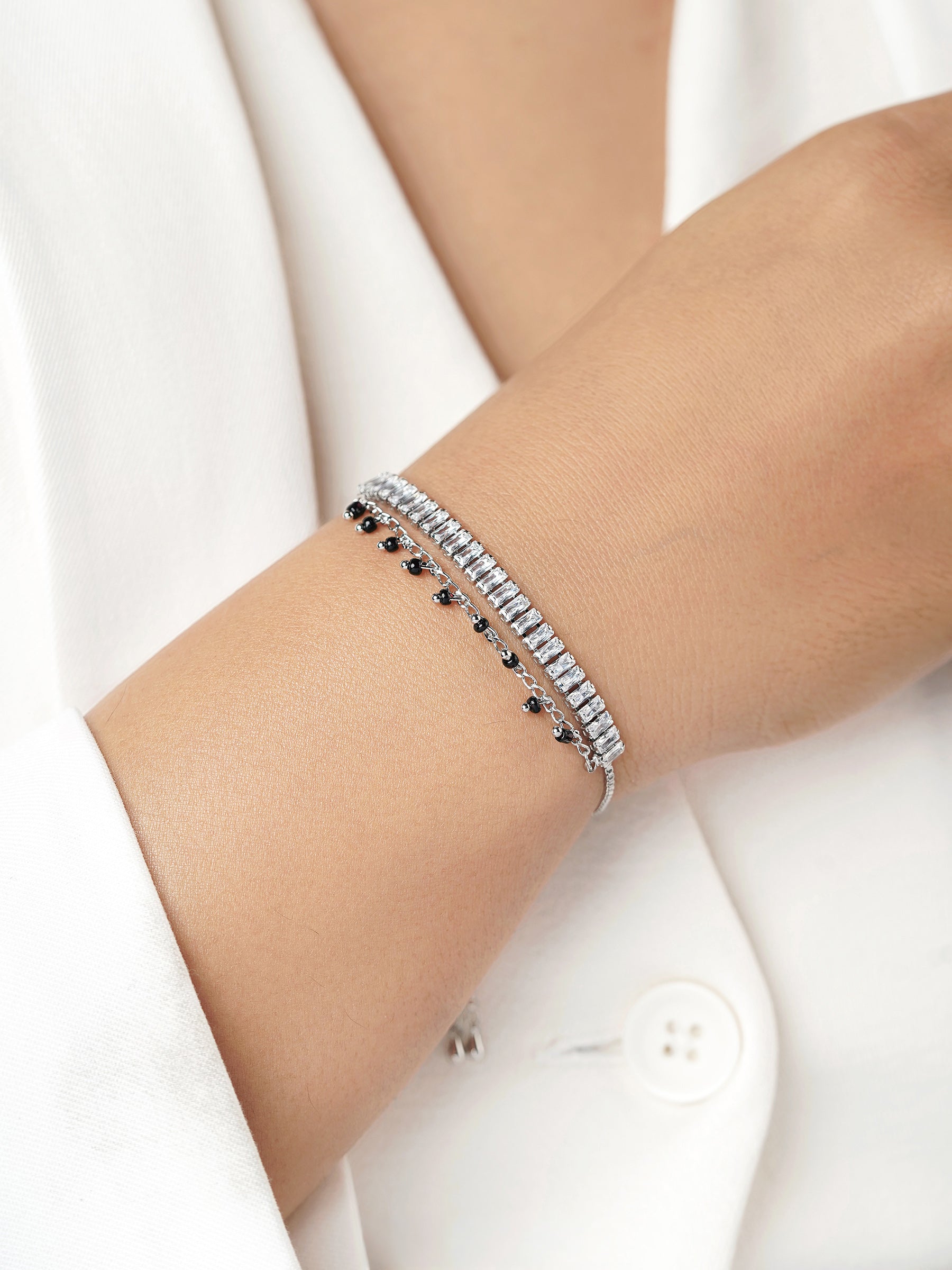 Dia Silver Mangalsutra Bracelet