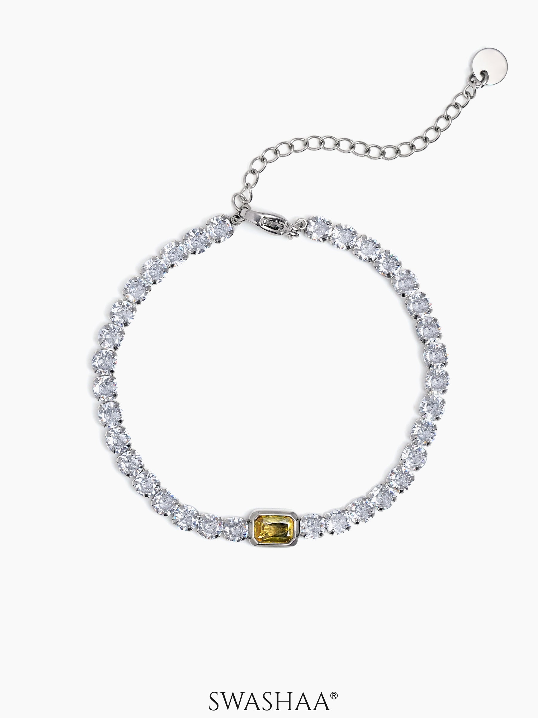 Diamond Tennis Men's Bracelet Yellow-Silver
