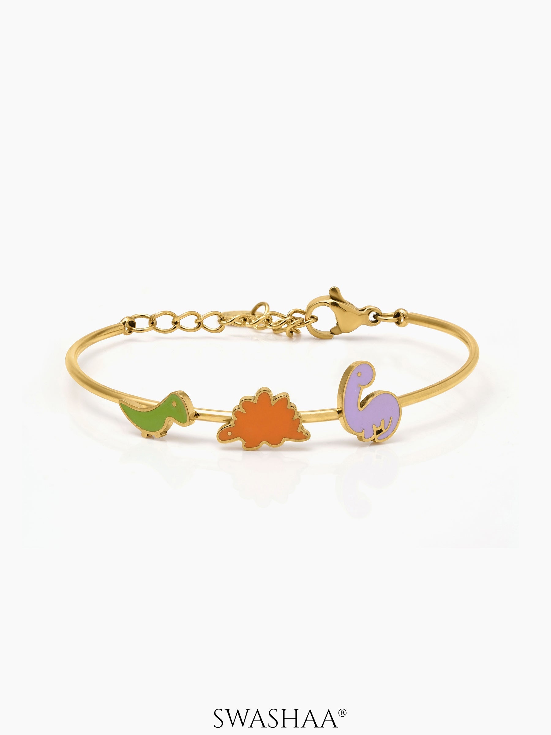 Dino Friends 18K Gold Plated Kid's Kada Bracelet Gold