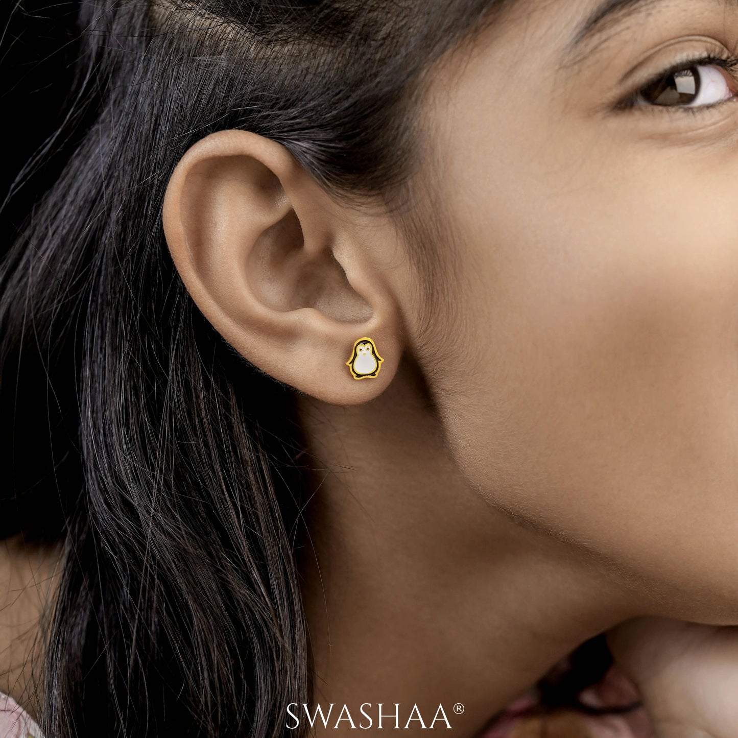 Doopy Penguin 18K Gold Plated Kid's Earrings