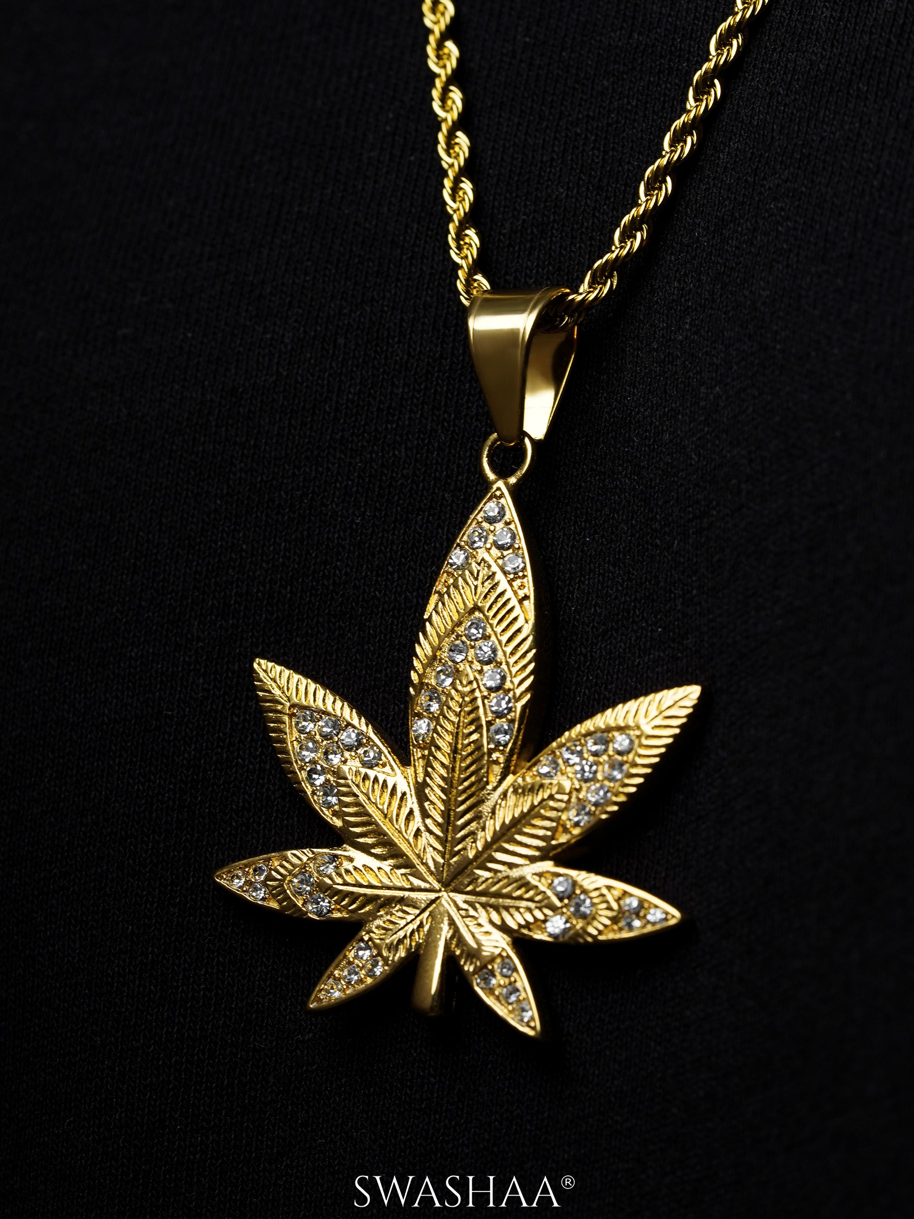Dope Leaf 18K Gold Plated Men's Chain Pendant