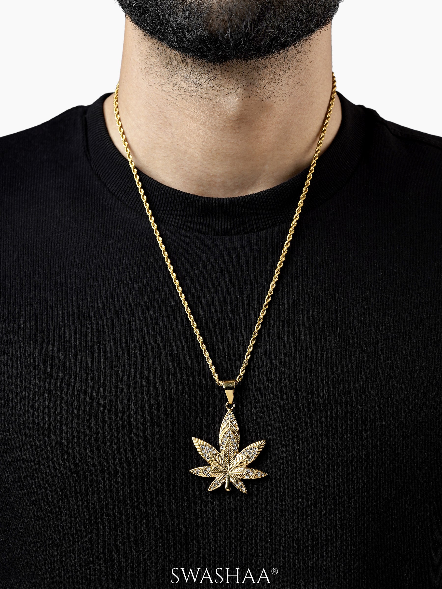 Dope Leaf 18K Gold Plated Men's Chain Pendant