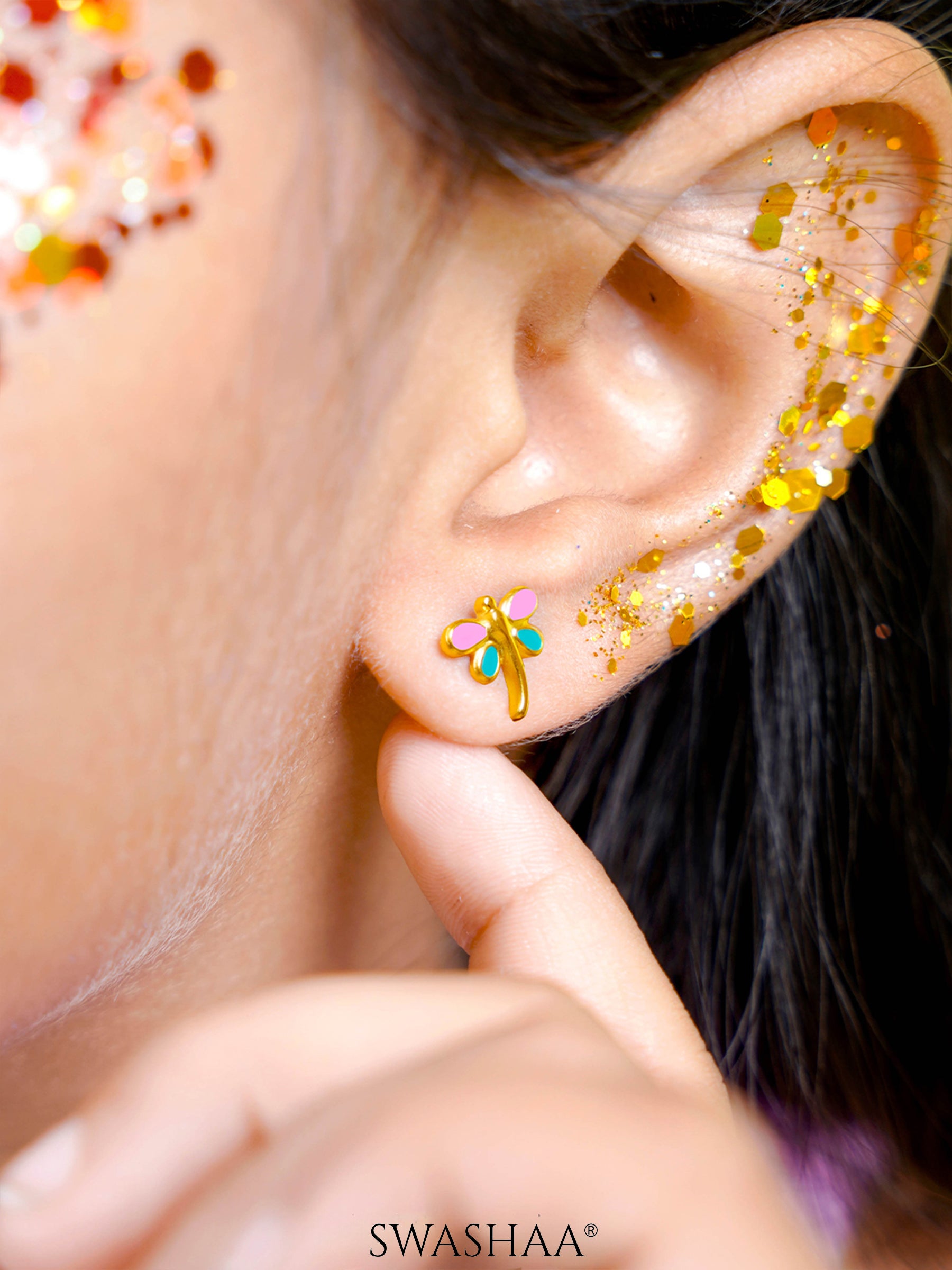 Dragonfly 18K Gold Plated Kid's Earrings