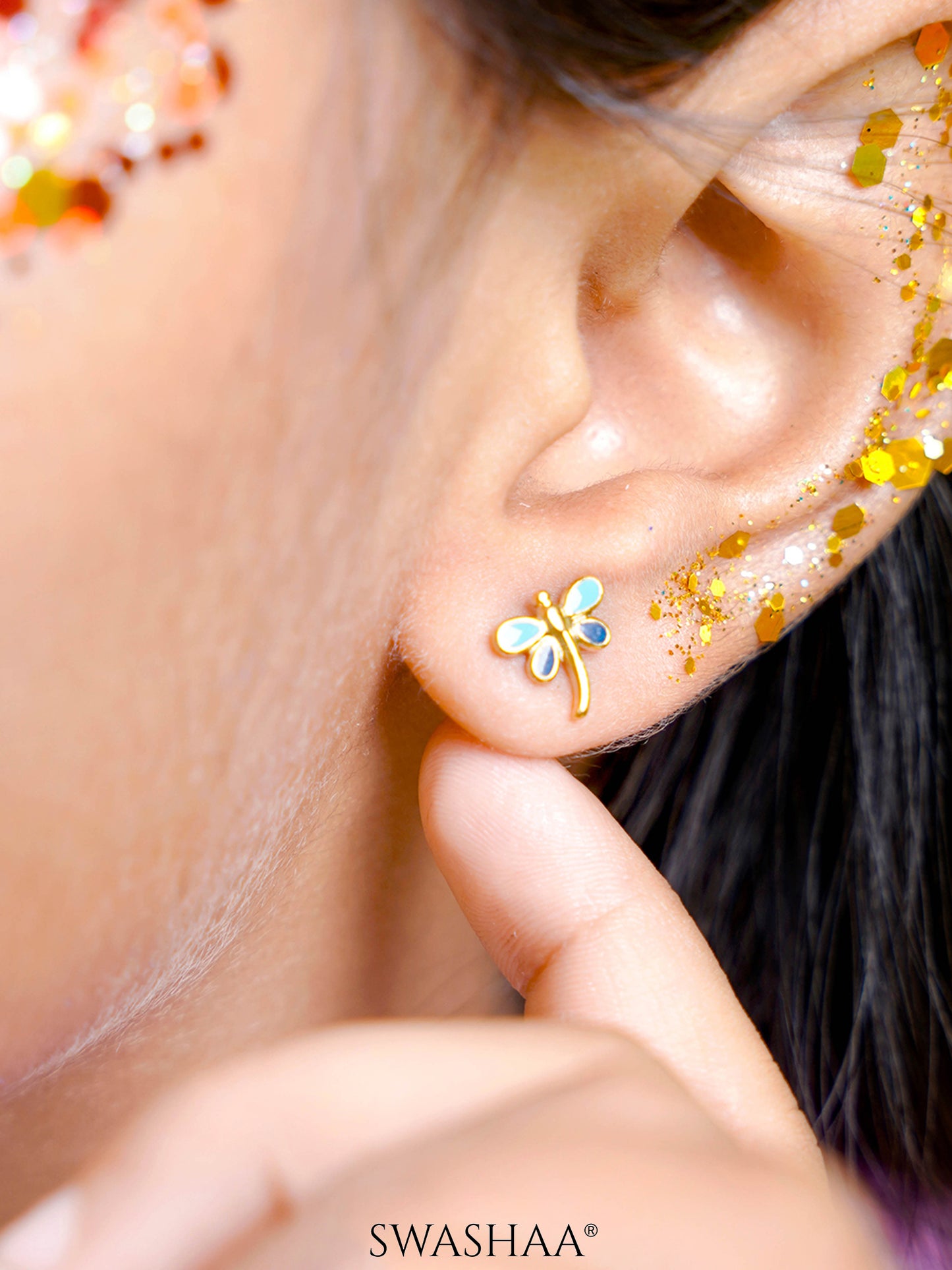 Dragonfly 18K Gold Plated Kid's Earrings