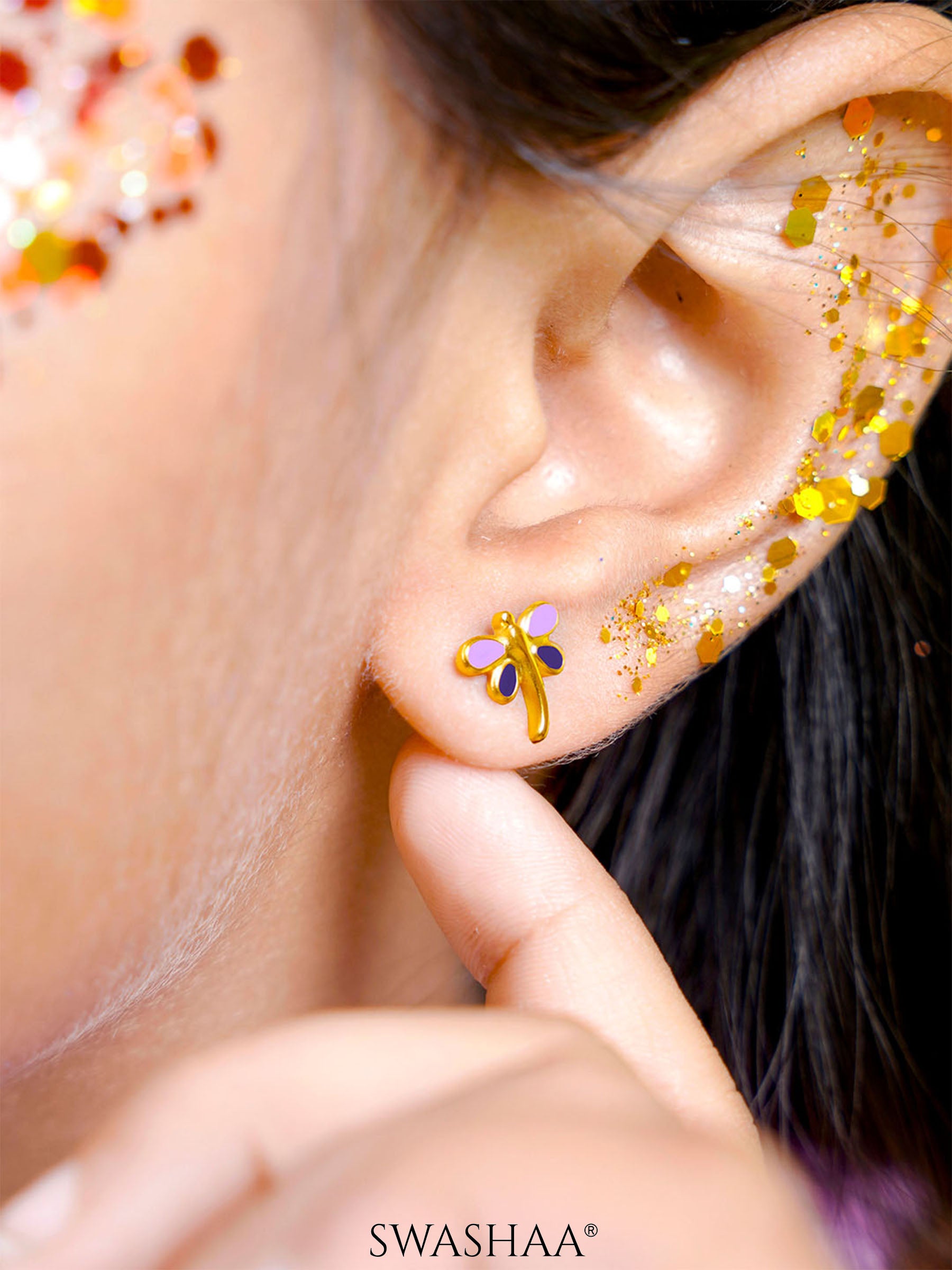 Dragonfly 18K Gold Plated Kid's Earrings