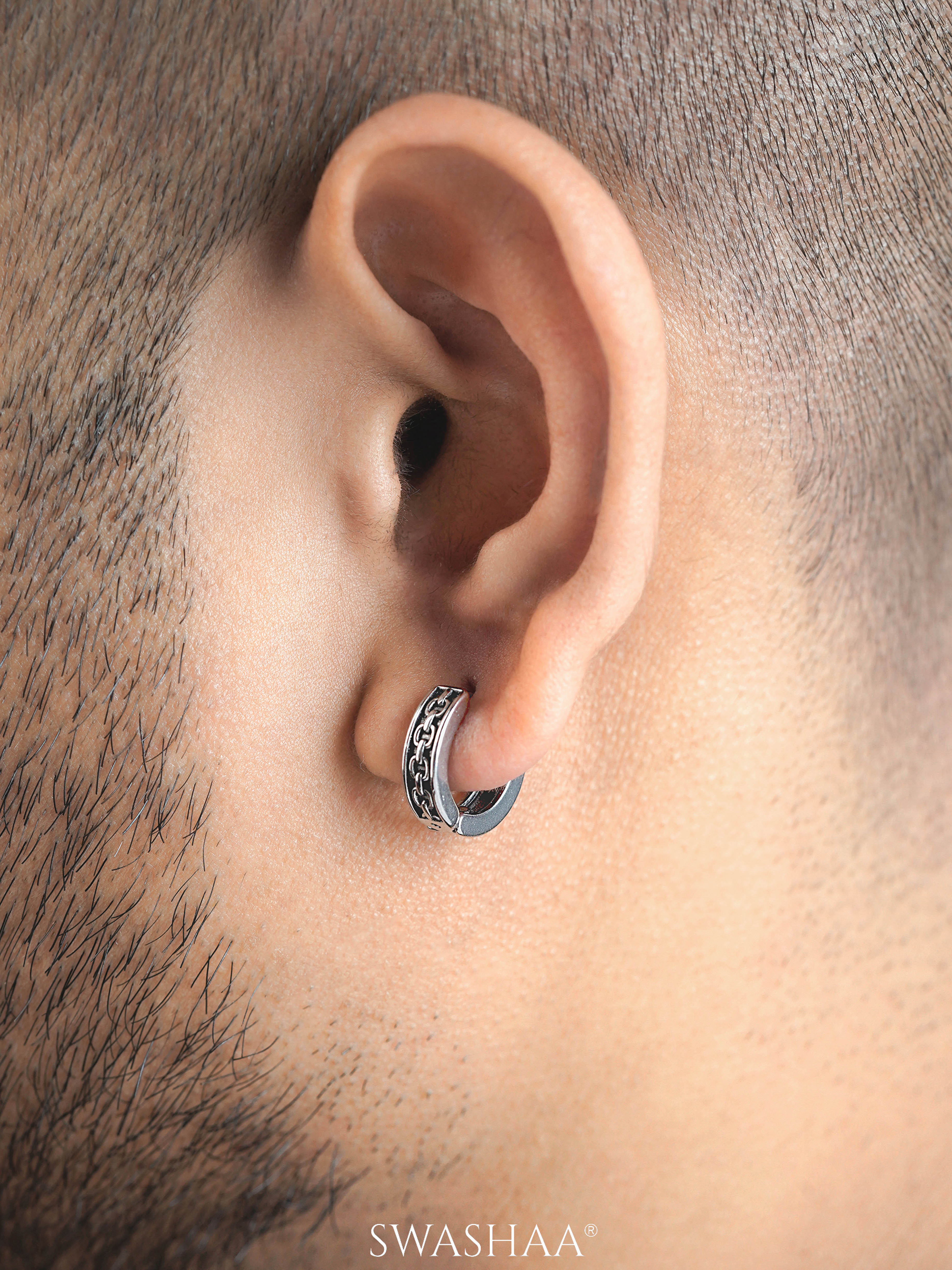 Drayden Chainlink Men's Hoop Earrings