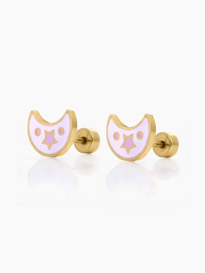 Dreamy Luna Star 18K Gold Plated Kid's Earrings