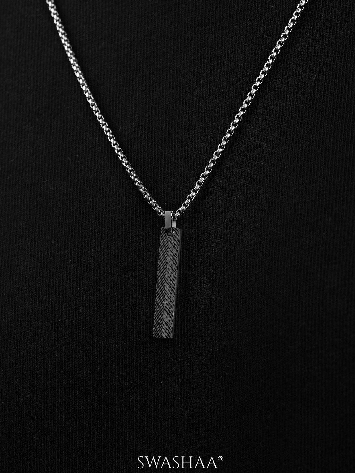 Drift Textured Bar Men's Chain Pendant