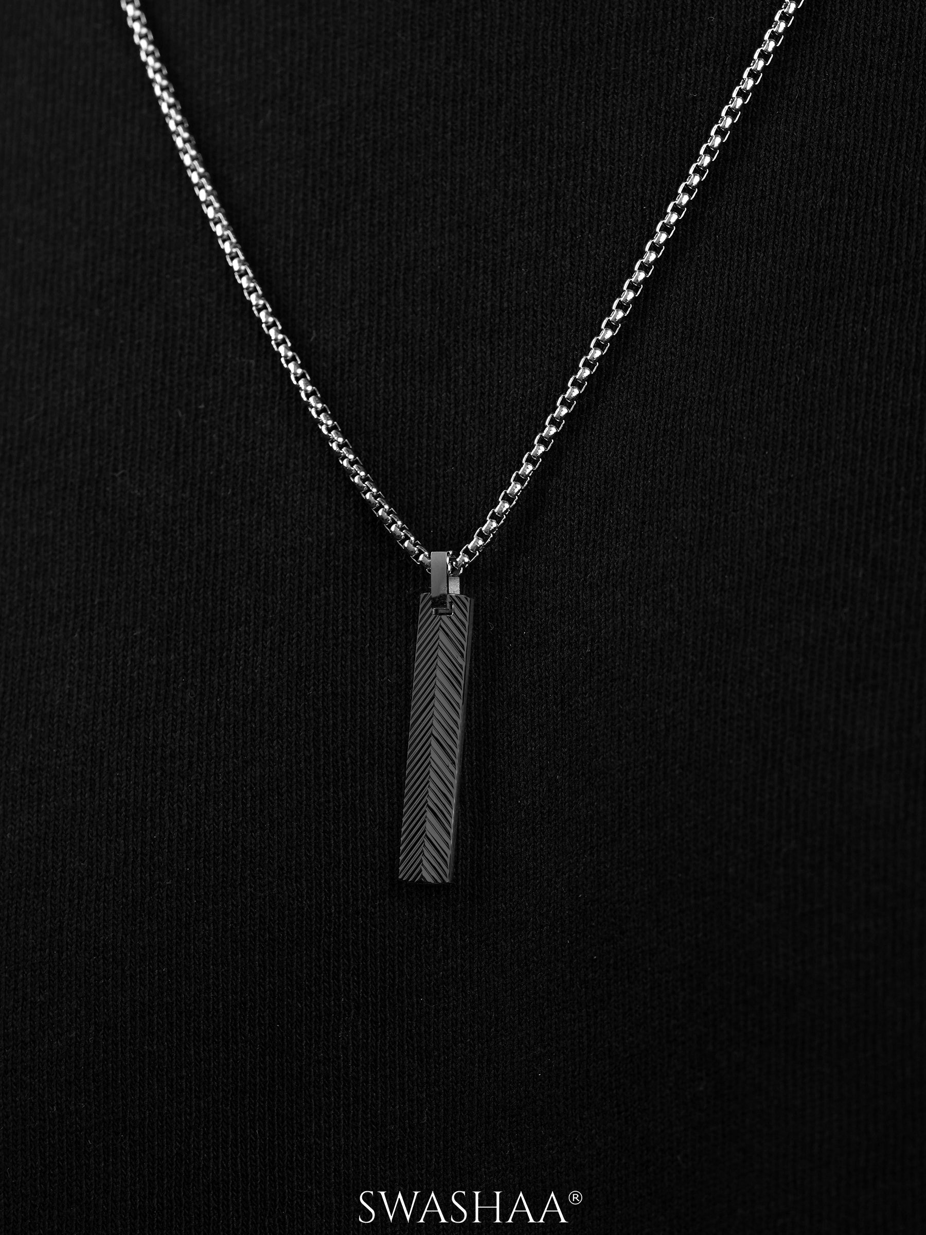 Drift Textured Bar Men's Chain Pendant