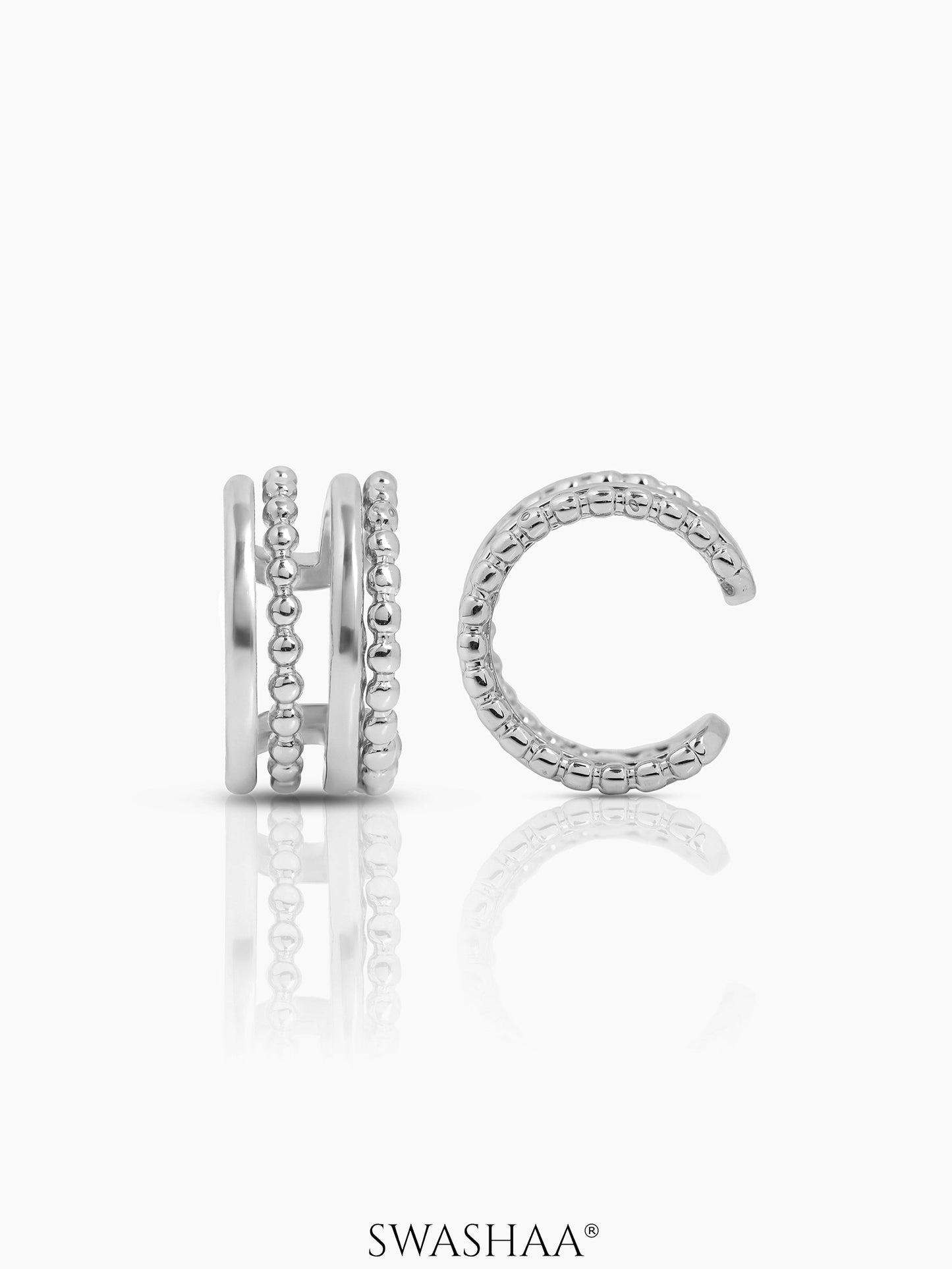 Eiran Multilayered Ear Cuffs Silver