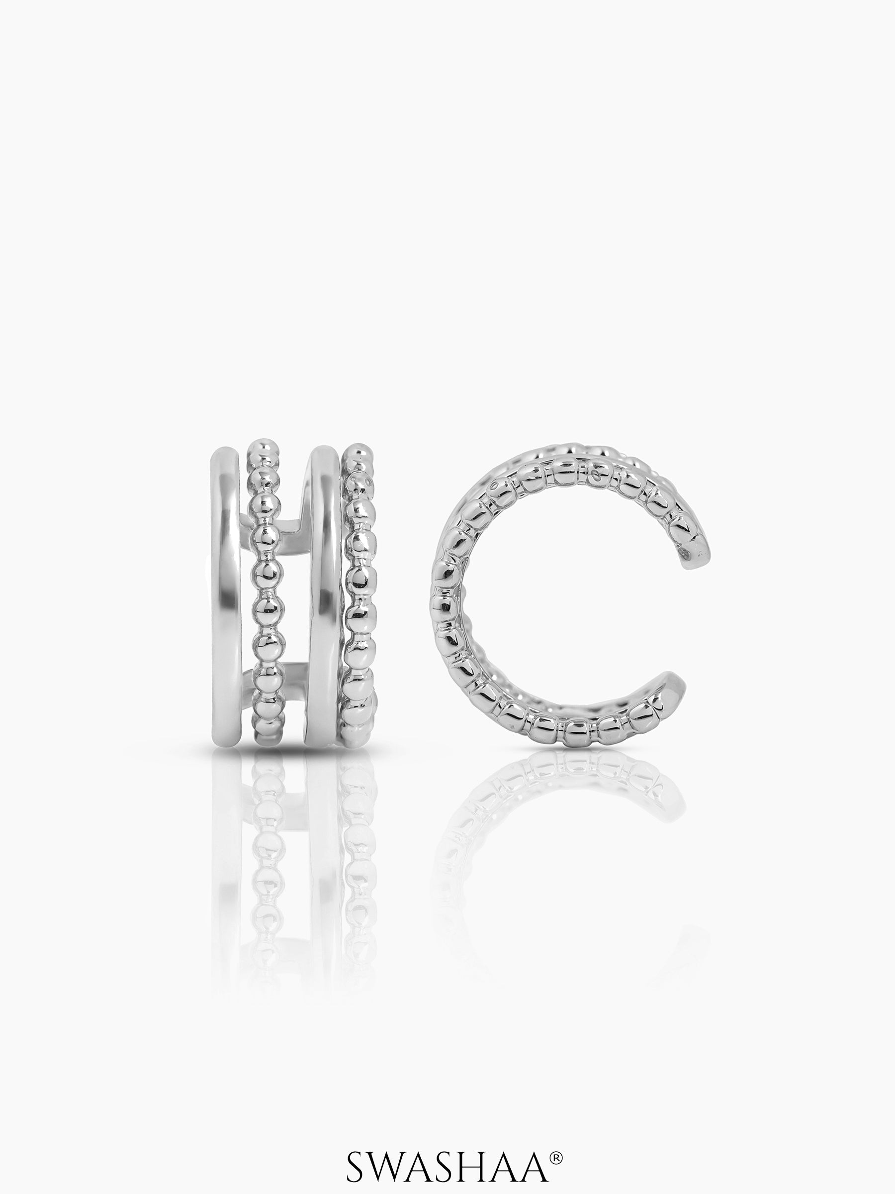 Eiran Multilayered Ear Cuffs Silver