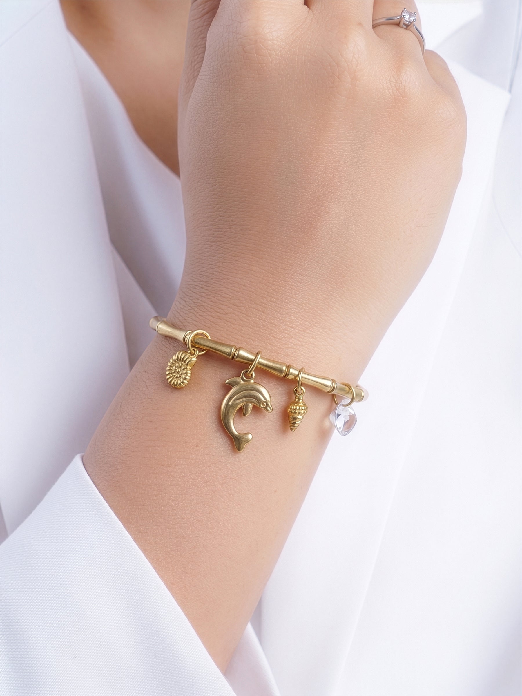 Elara Ocean Charms 18K Gold Plated Band Bracelet