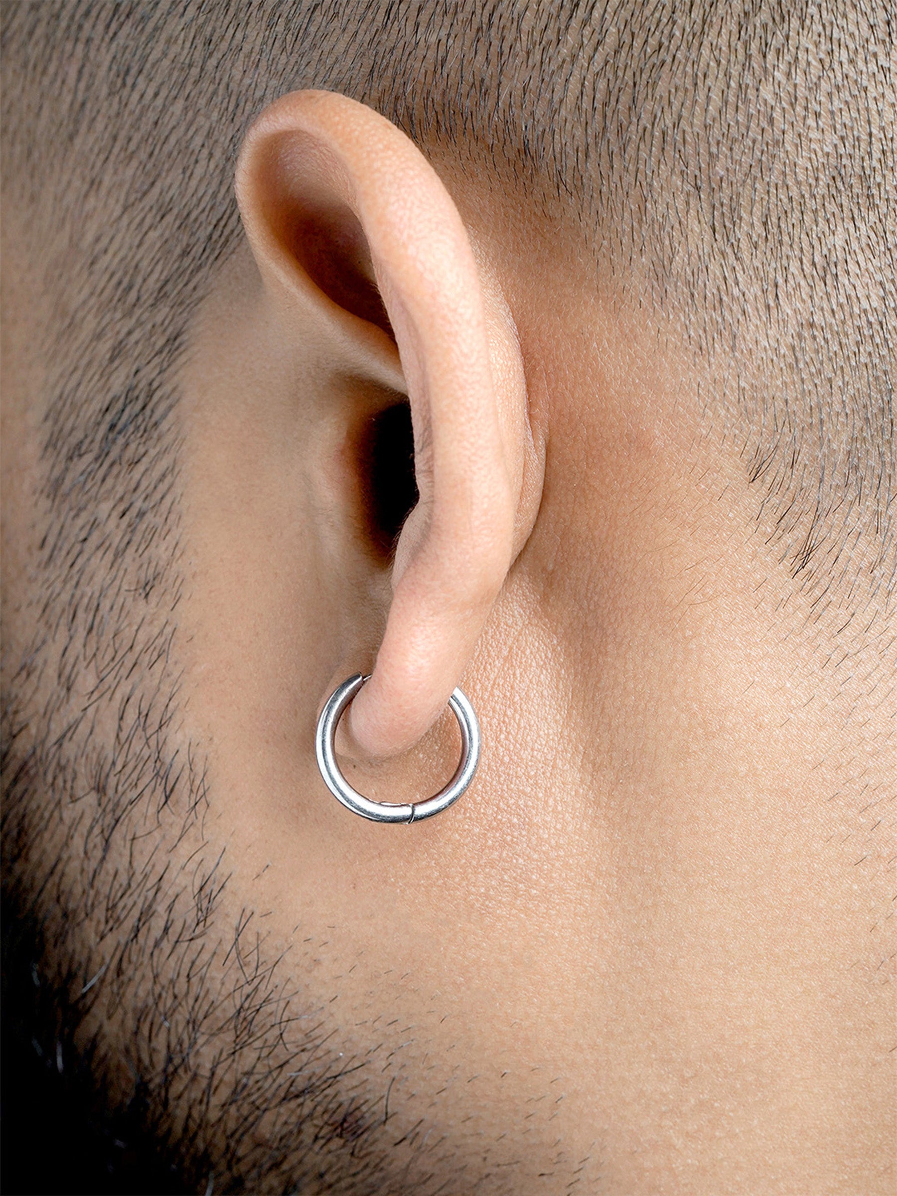 Elco Silver Men's Hoop Earrings